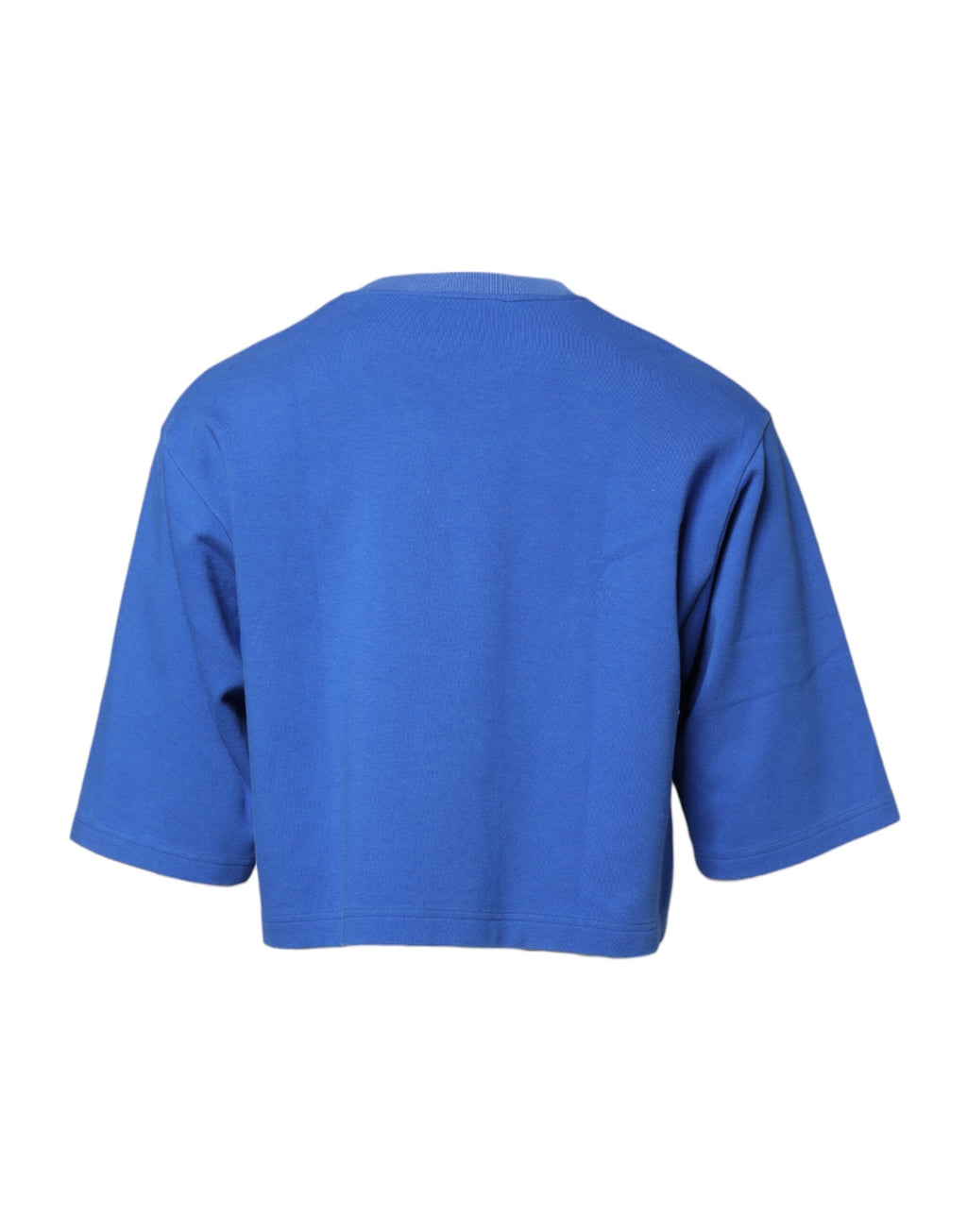 T-shirt court à col rond en coton imprimé bleu Dolce &amp; Gabbana