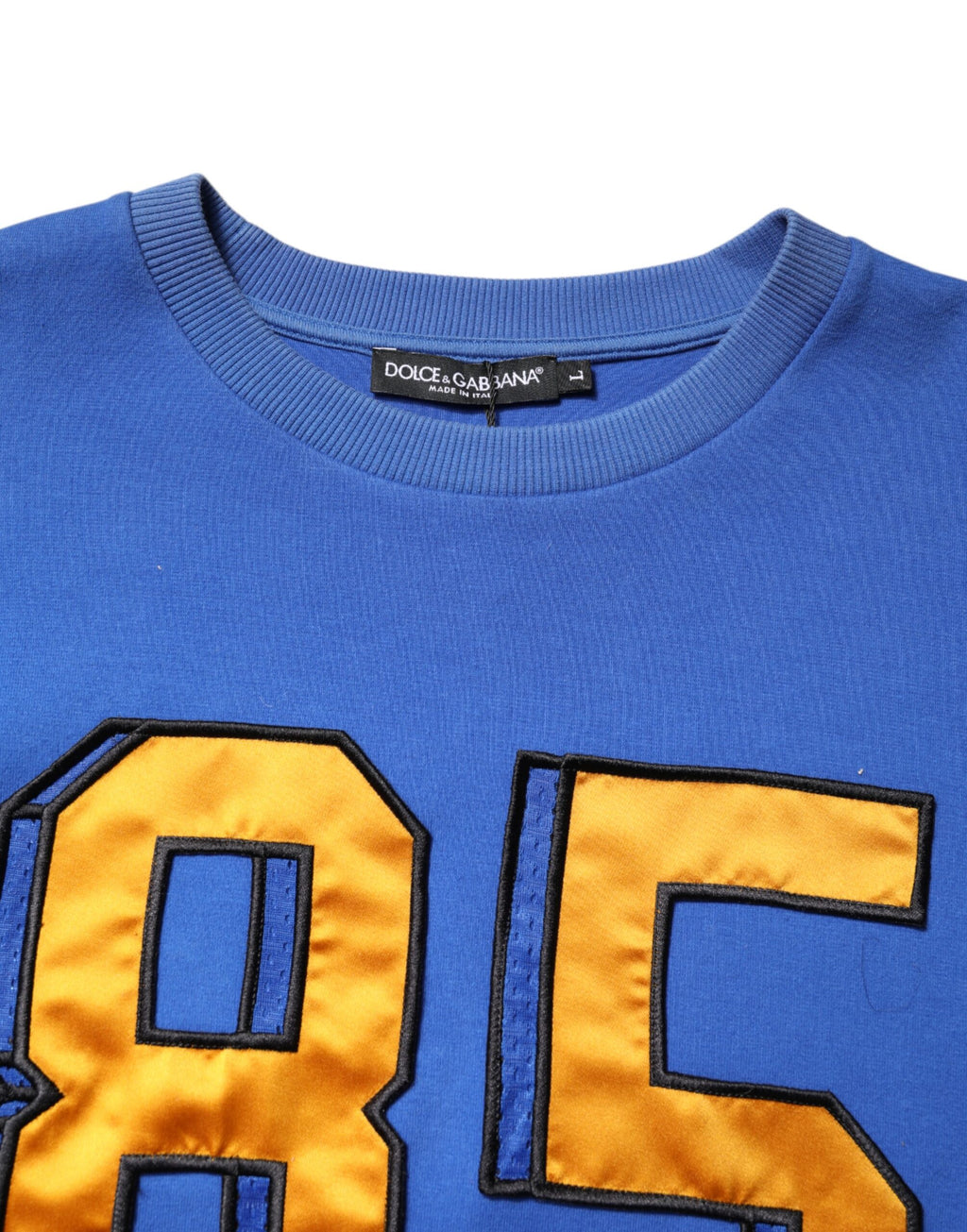 T-shirt court à col rond en coton imprimé bleu Dolce &amp; Gabbana