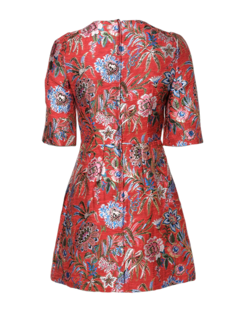 Robe courte trapèze en jacquard fleuri rouge Dolce &amp; Gabbana