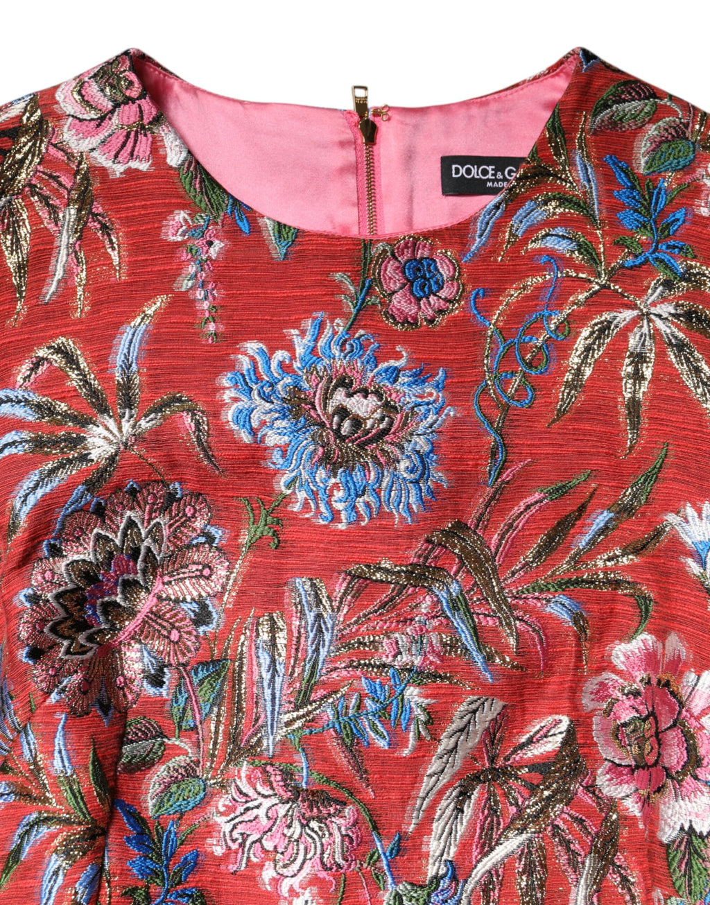 Robe courte trapèze en jacquard fleuri rouge Dolce &amp; Gabbana