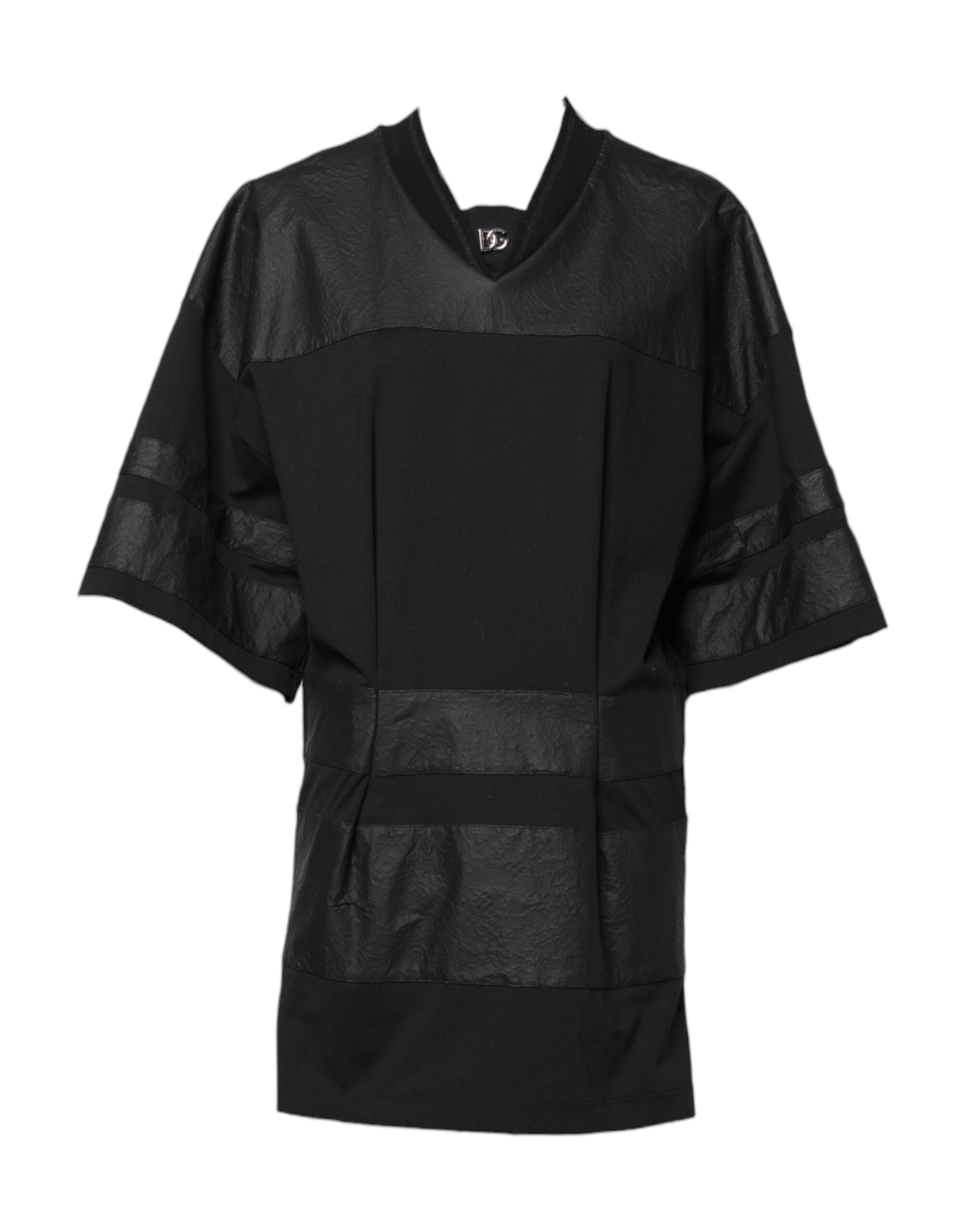T-shirt col V à manches courtes en coton noir Dolce &amp; Gabbana