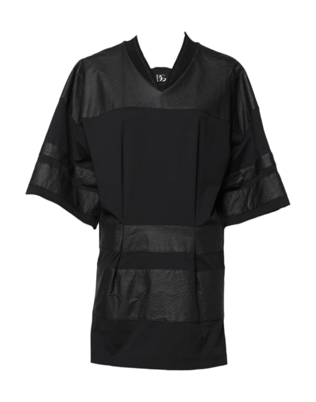 T-shirt col V à manches courtes en coton noir Dolce &amp; Gabbana