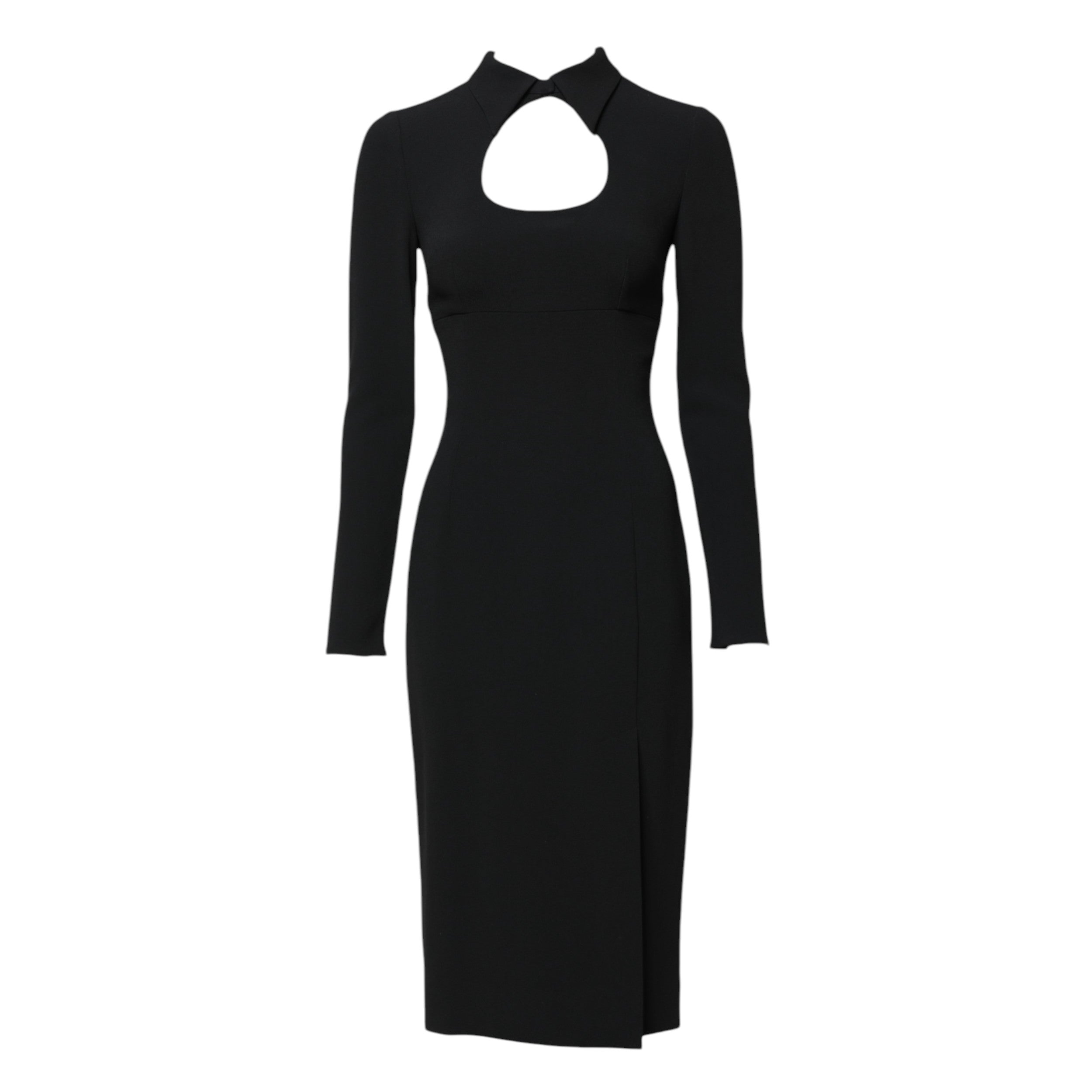 Dolce &amp; Gabbana – Schwarzes, figurbetontes Midikleid mit langen Ärmeln