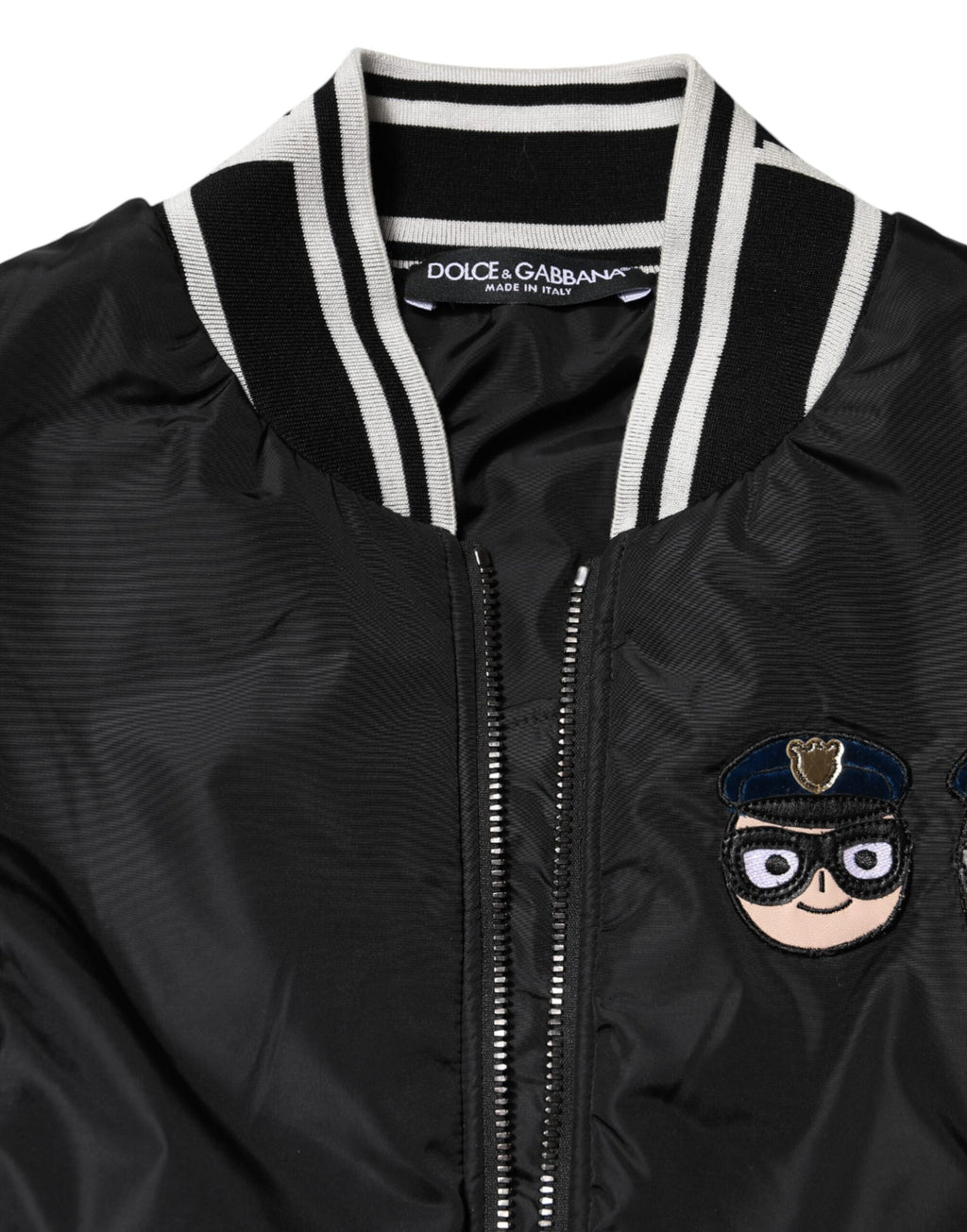 Dolce &amp; Gabbana – Schwarze #DGFamily-Bomberjacke aus Nylon mit durchgehendem Reißverschluss