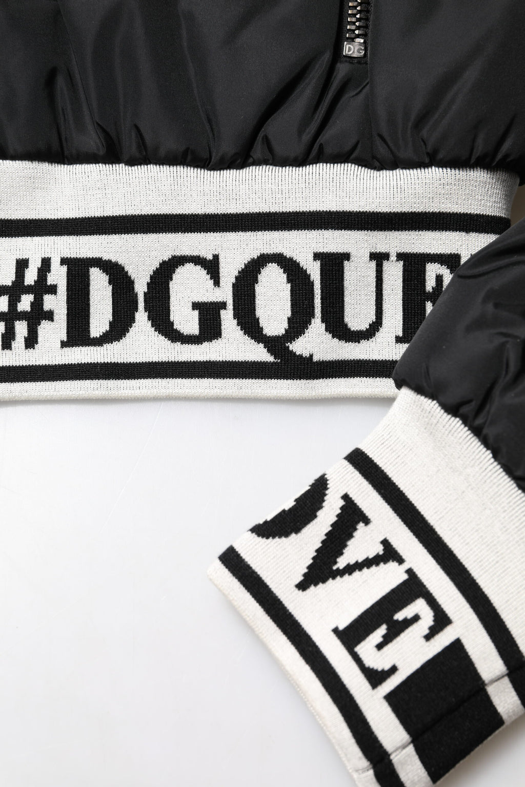 Dolce &amp; Gabbana – Schwarze #DGFamily-Bomberjacke aus Nylon mit durchgehendem Reißverschluss