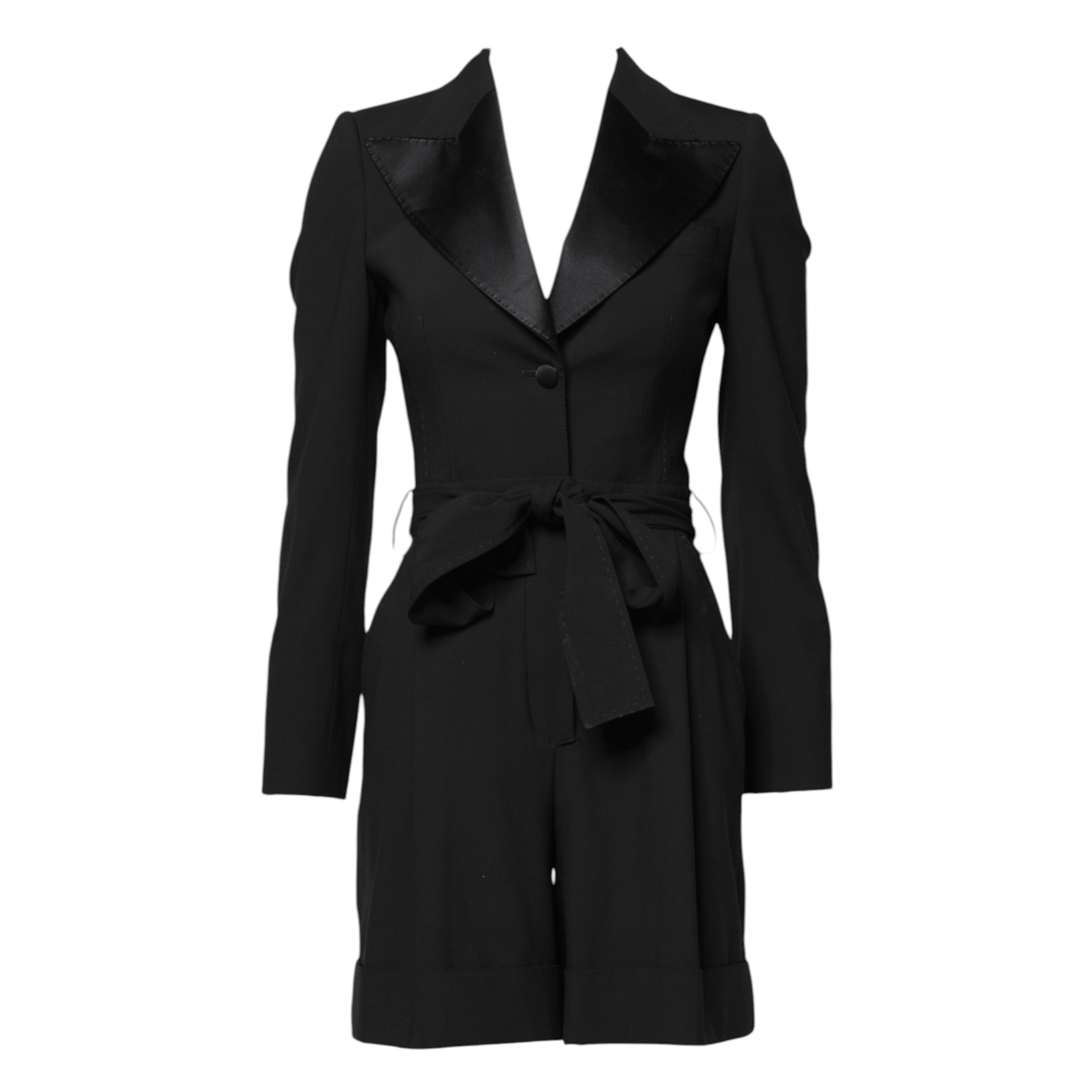 Dolce &amp; Gabbana - Robe-combinaison en laine noire pour femme - Manteau et veste