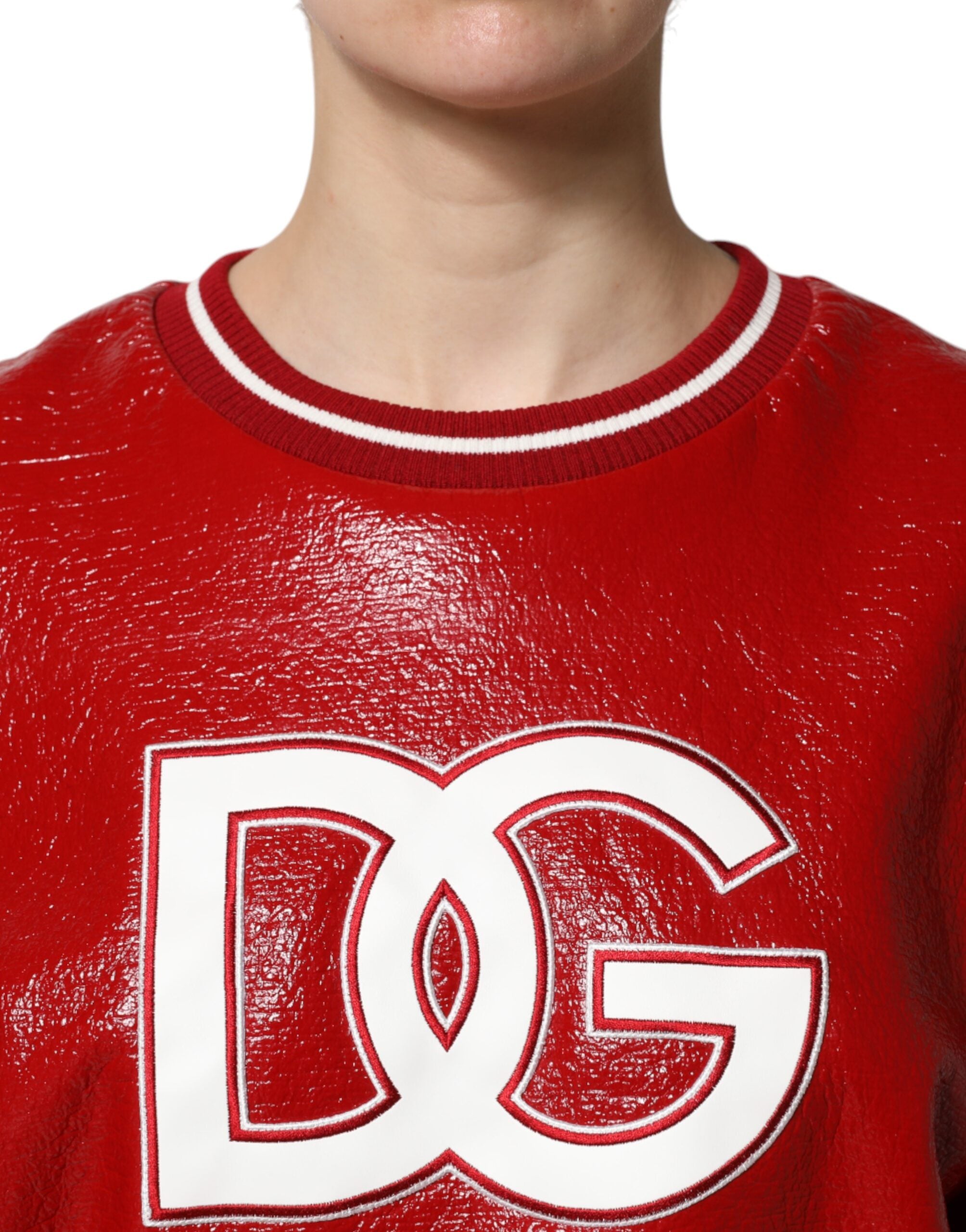 Dolce &amp; Gabbana Roter Pullover aus Wolle mit DGLogo-Stickerei