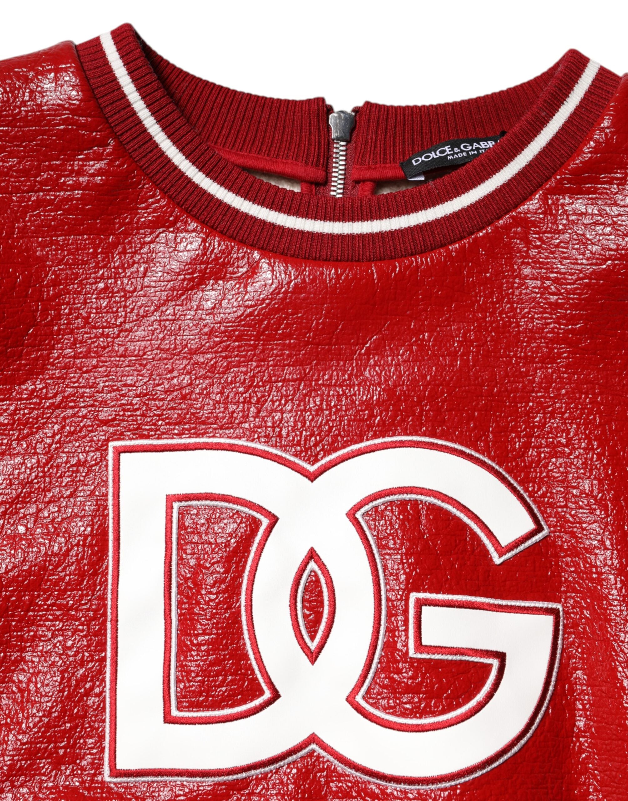 Dolce &amp; Gabbana Roter Pullover aus Wolle mit DGLogo-Stickerei
