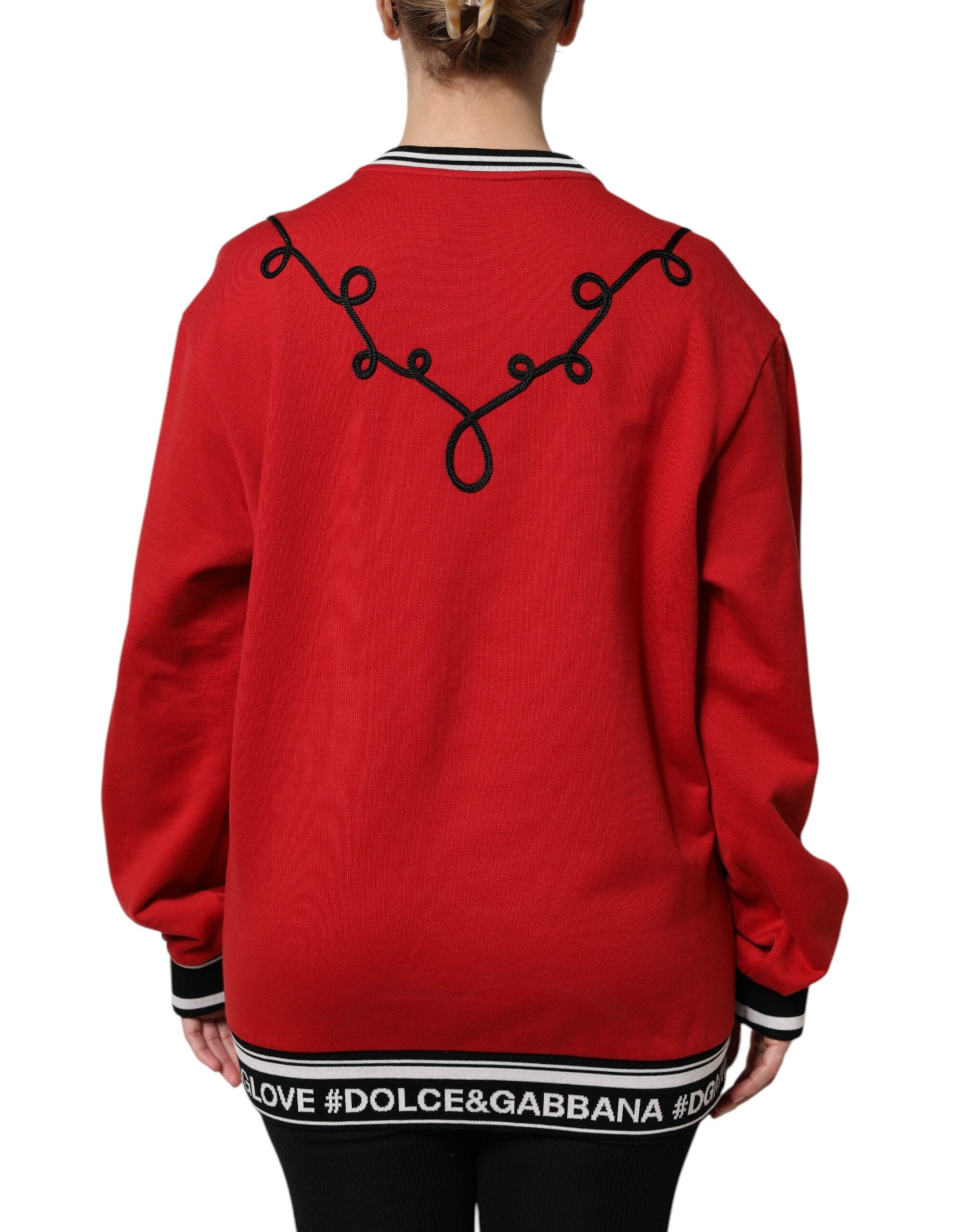 Dolce &amp; Gabbana Roter Pullover mit Pailletten aus Baumwolle „Queen“