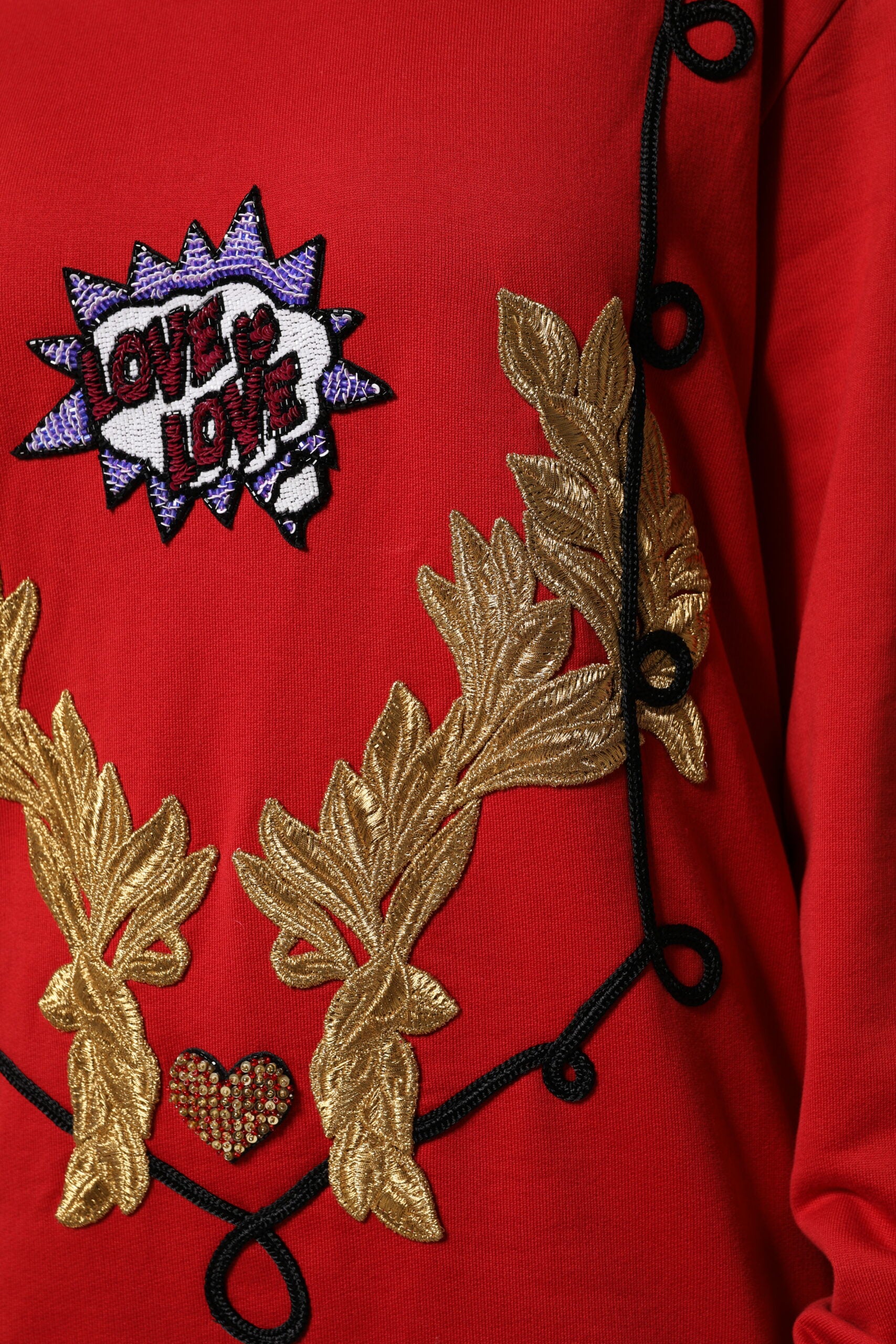 Dolce &amp; Gabbana Roter Pullover mit Pailletten aus Baumwolle „Queen“