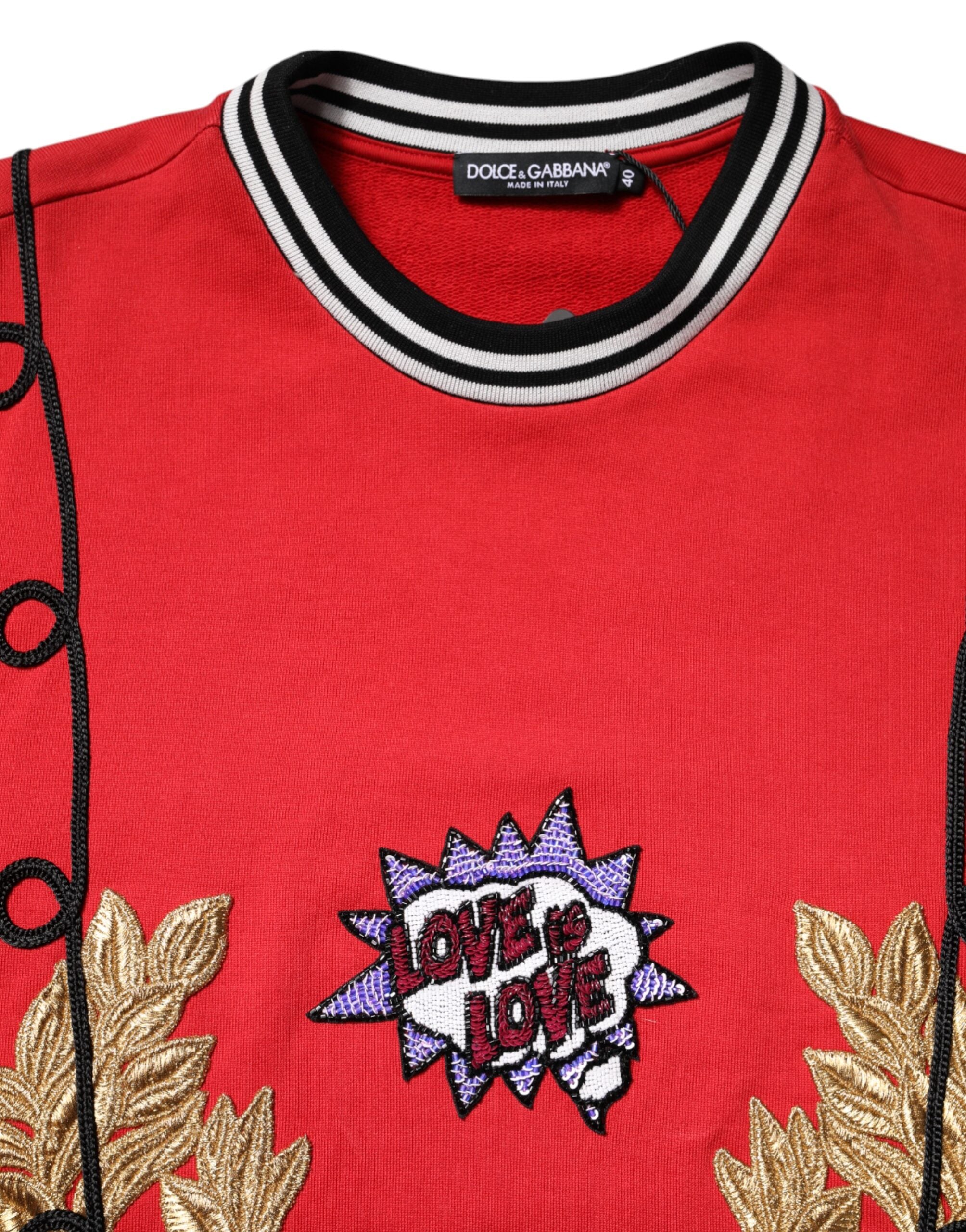 Dolce &amp; Gabbana Roter Pullover mit Pailletten aus Baumwolle „Queen“