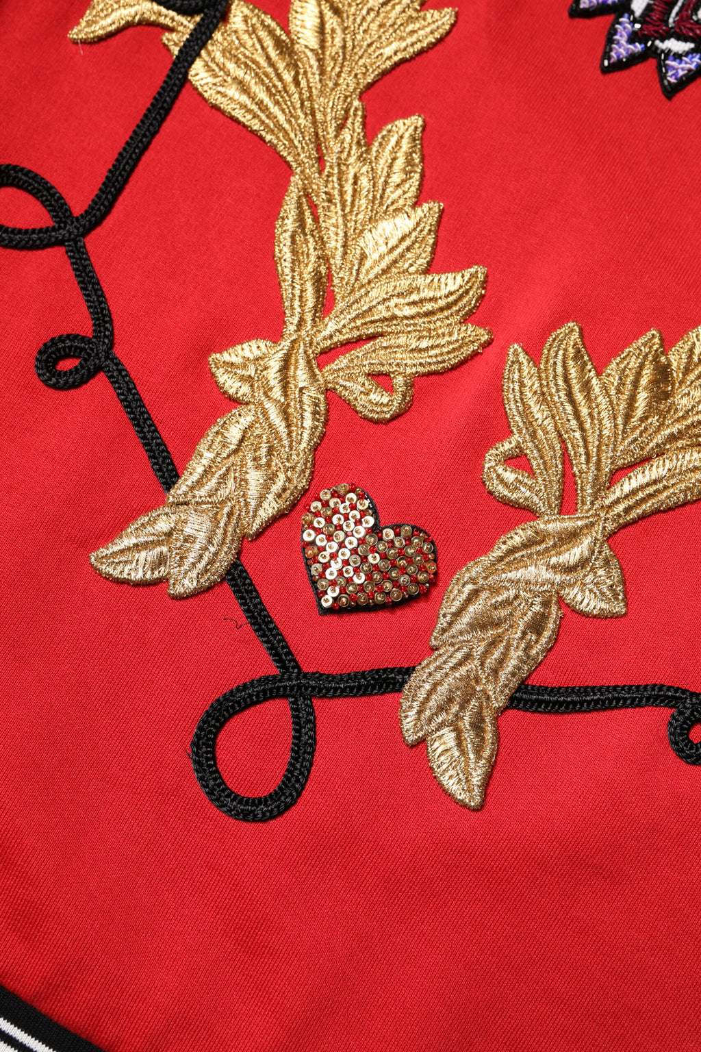 Dolce &amp; Gabbana Roter Pullover mit Pailletten aus Baumwolle „Queen“