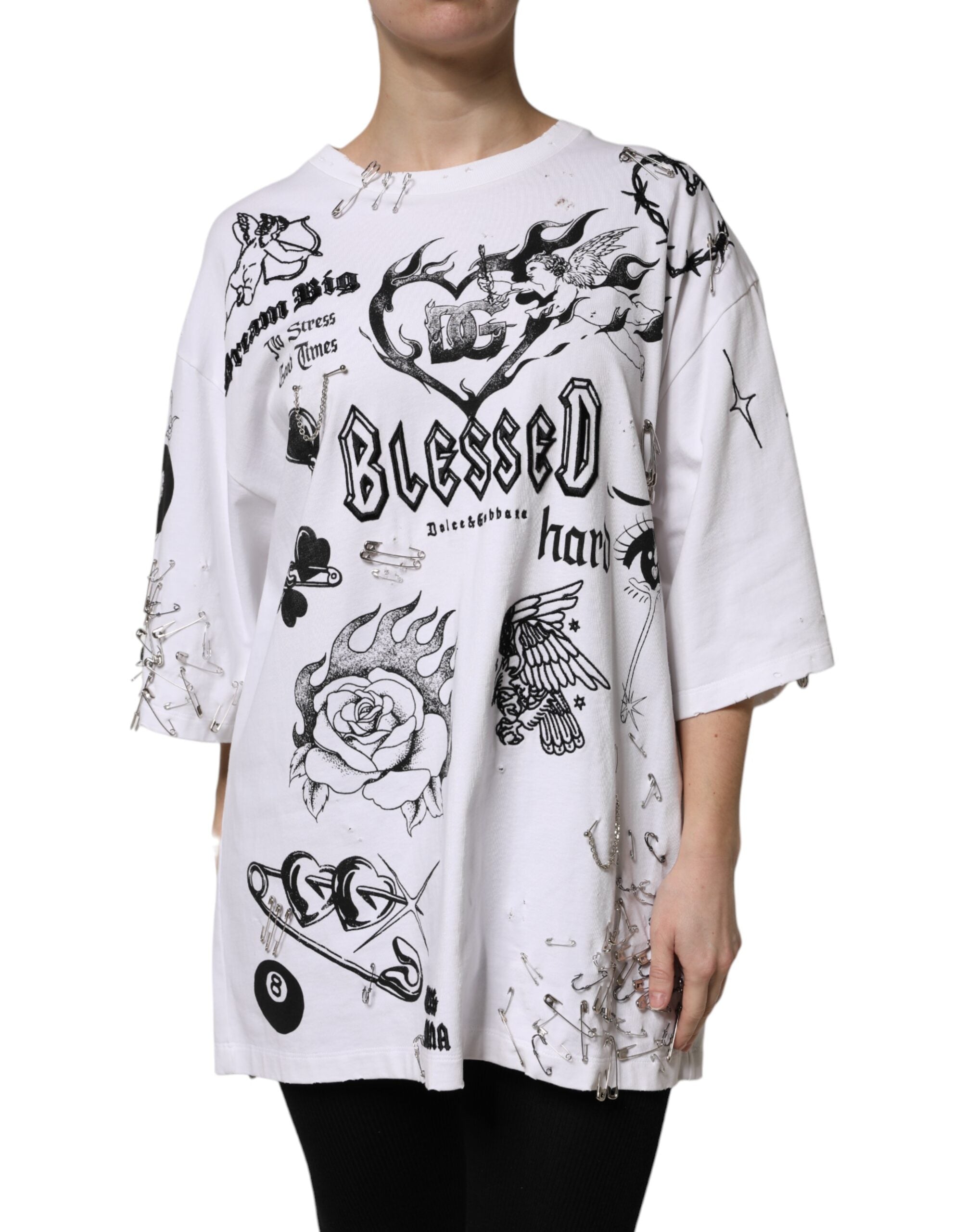 T-shirt imprimé DG BLESSED en coton blanc Dolce &amp; Gabbana
