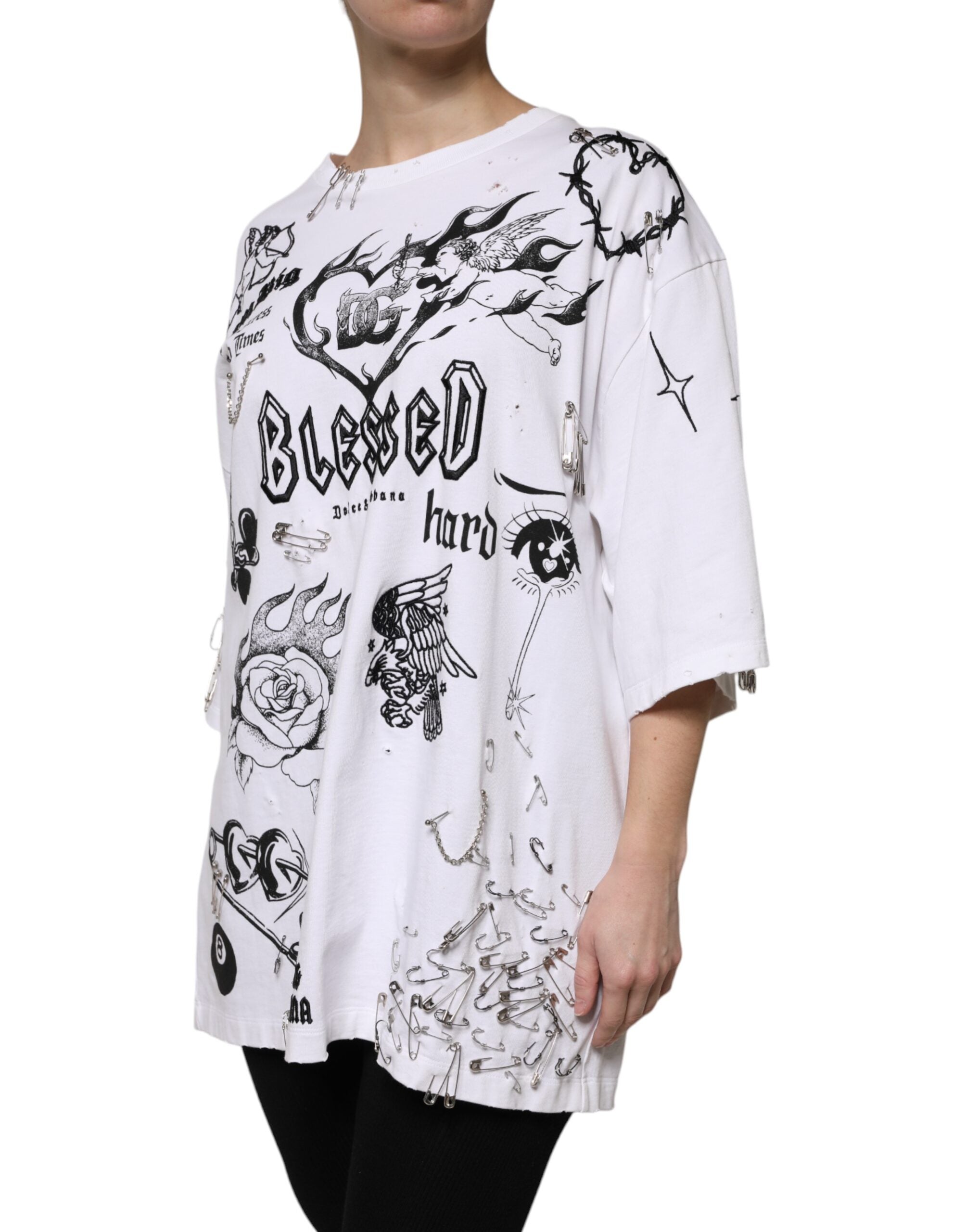 T-shirt imprimé DG BLESSED en coton blanc Dolce &amp; Gabbana