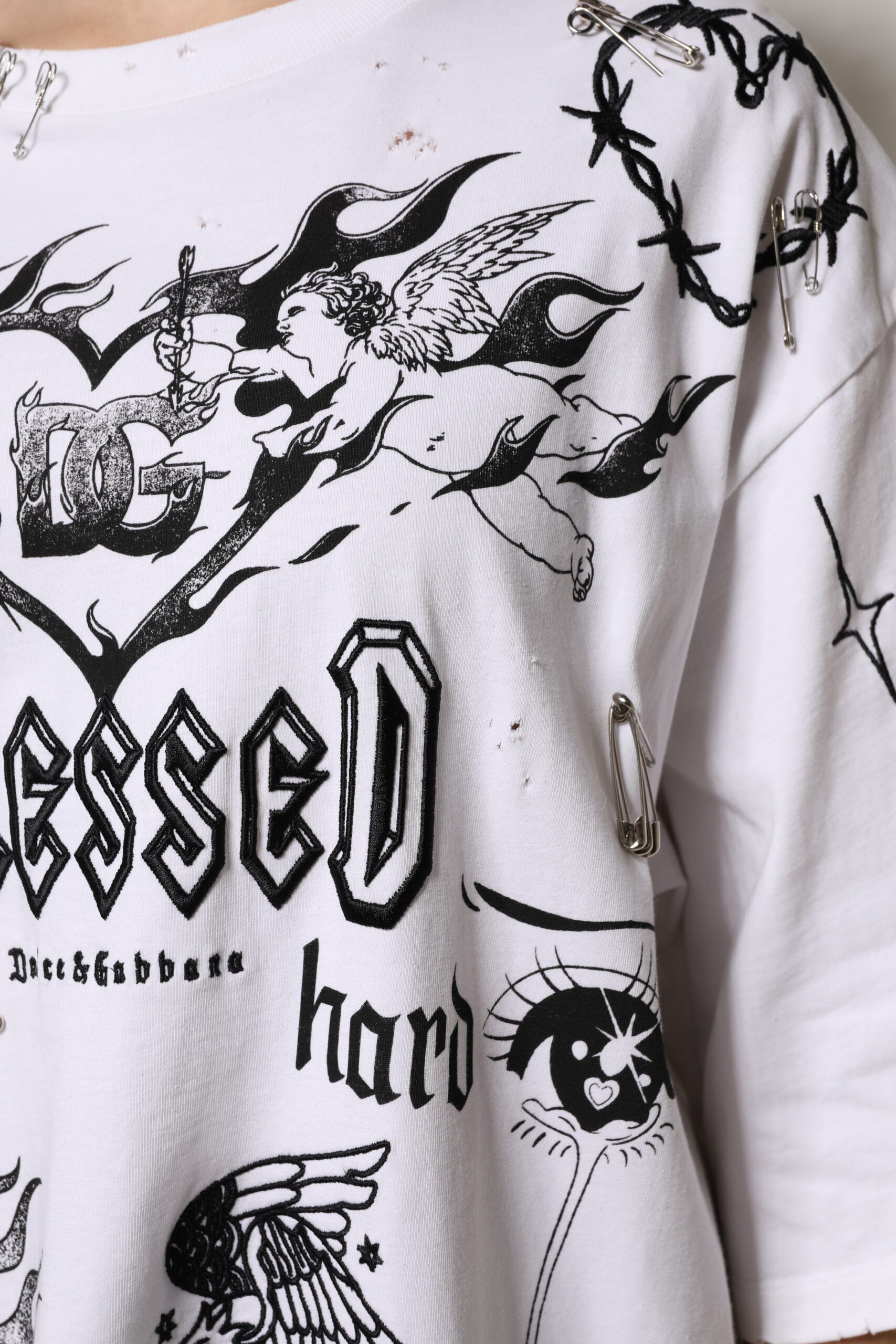 T-shirt imprimé DG BLESSED en coton blanc Dolce &amp; Gabbana