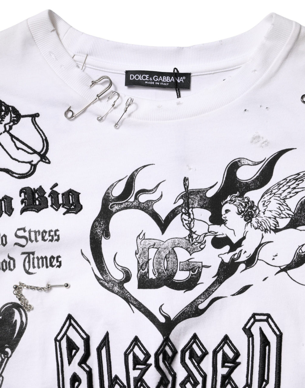 T-shirt imprimé DG BLESSED en coton blanc Dolce &amp; Gabbana