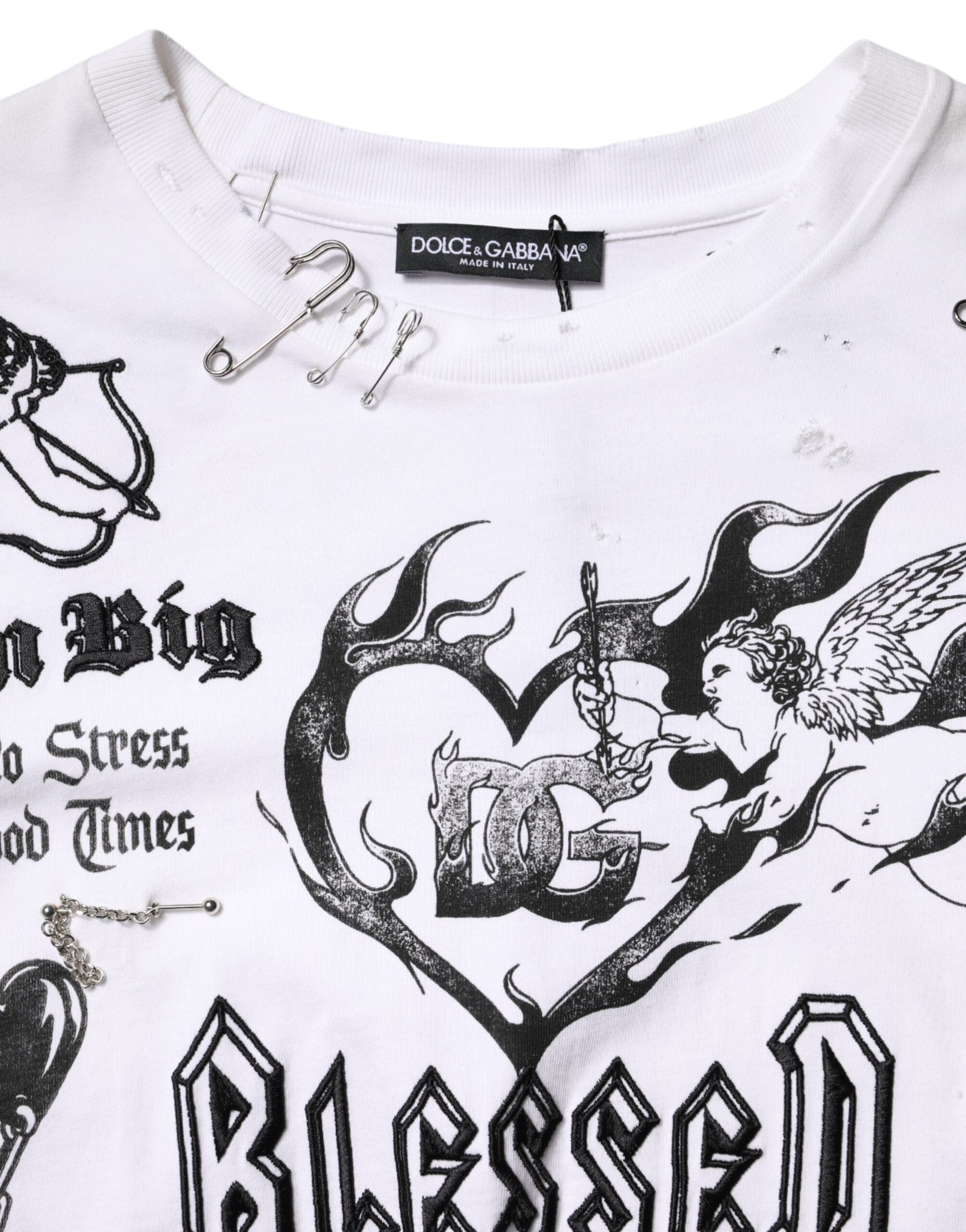 T-shirt imprimé DG BLESSED en coton blanc Dolce &amp; Gabbana