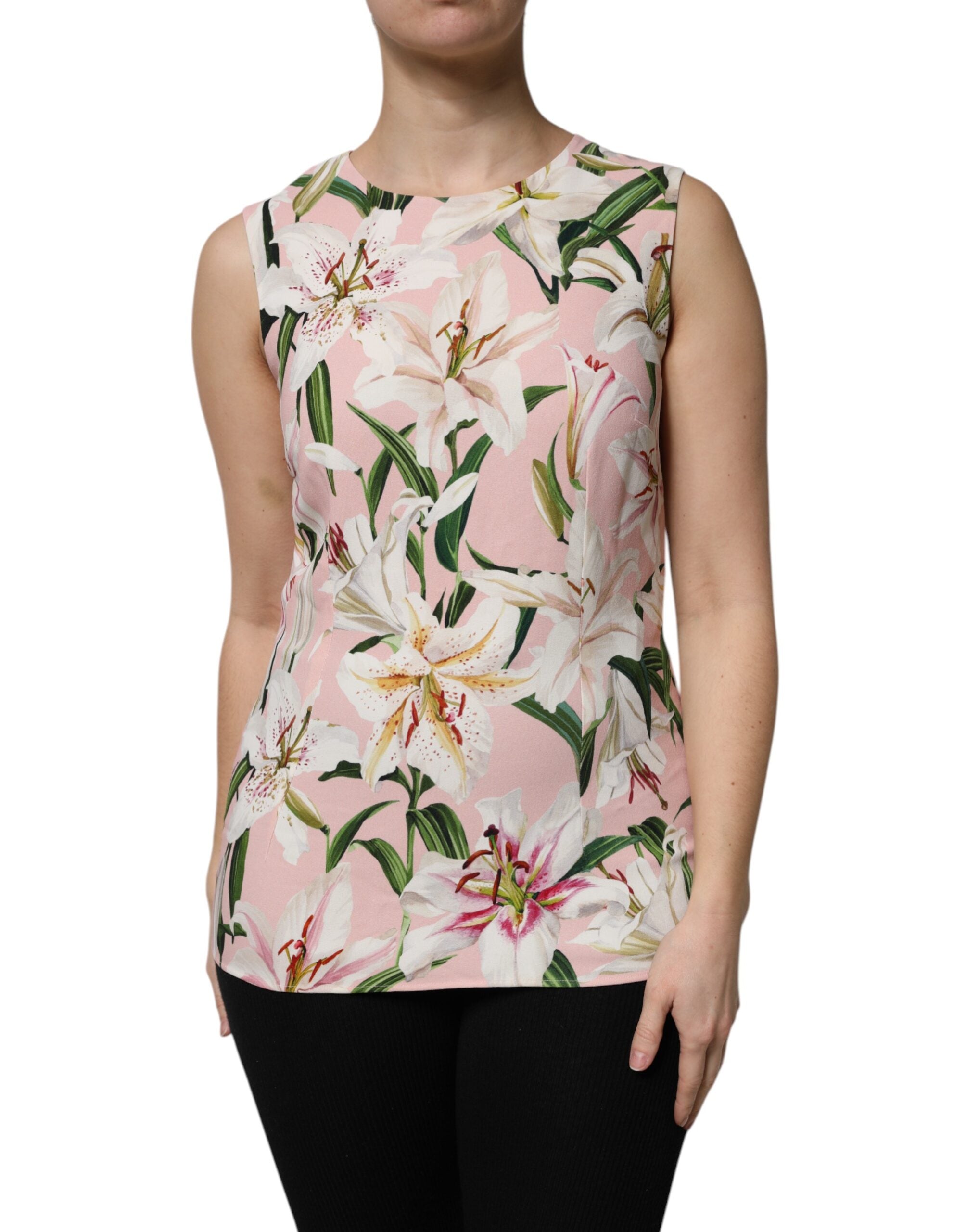 Débardeur à col rond et imprimé floral multicolore Dolce &amp; Gabbana