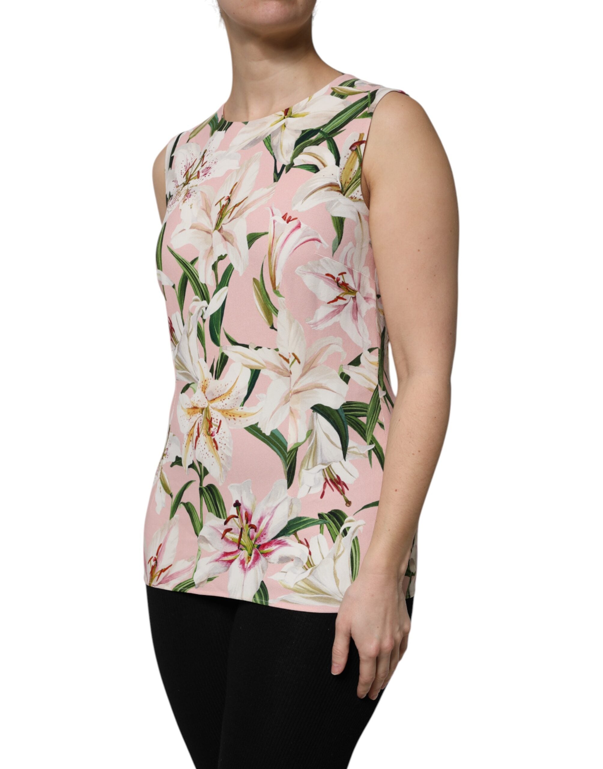 Débardeur à col rond et imprimé floral multicolore Dolce &amp; Gabbana