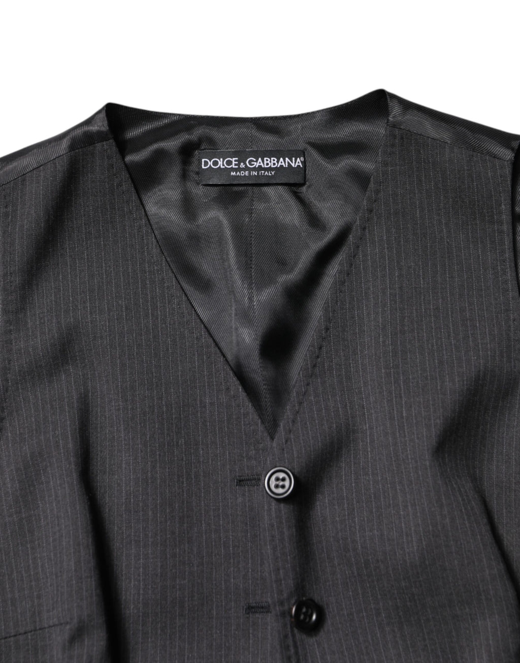 Dolce &amp; Gabbana – Schwarzes, gestreiftes, ärmelloses Westentop mit Knopfleiste