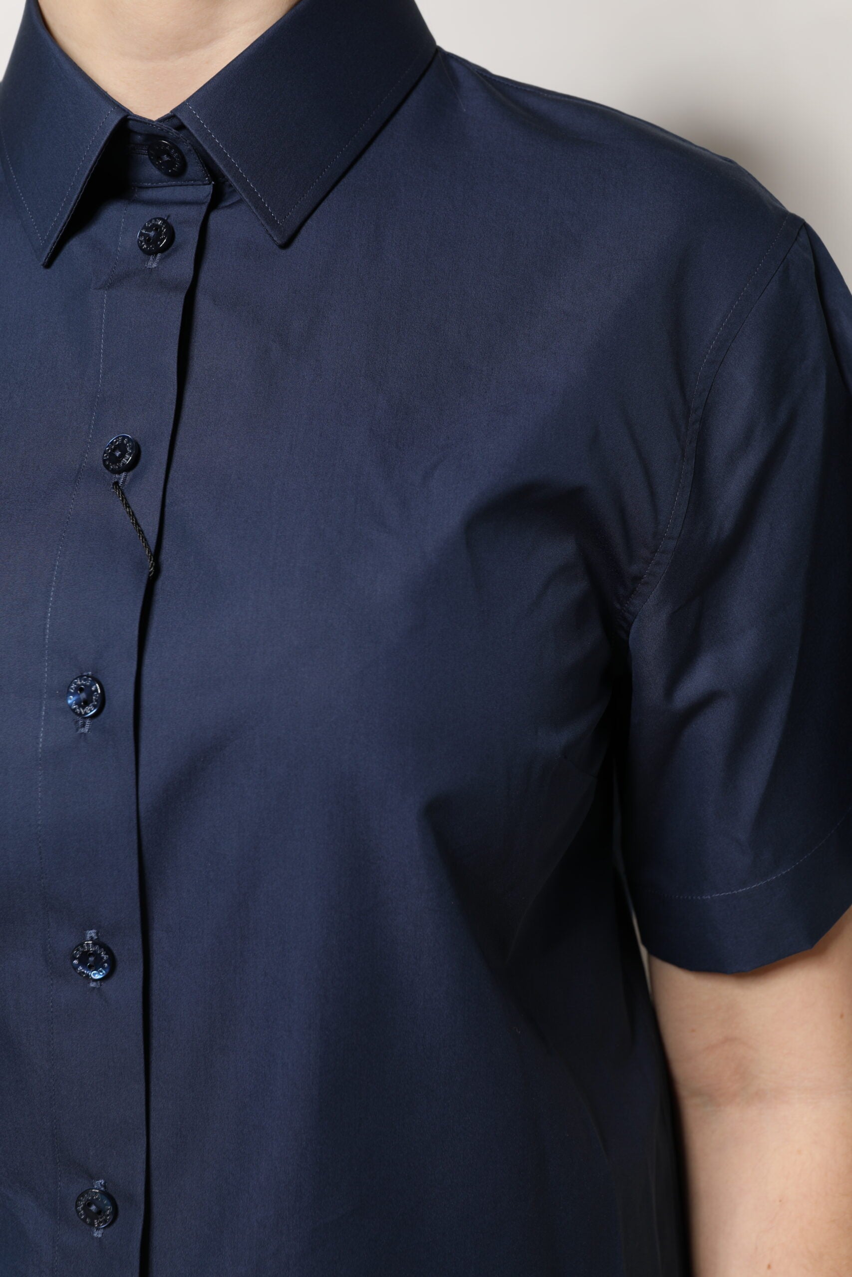 Haut boutonné à manches courtes en coton bleu Dolce &amp; Gabbana