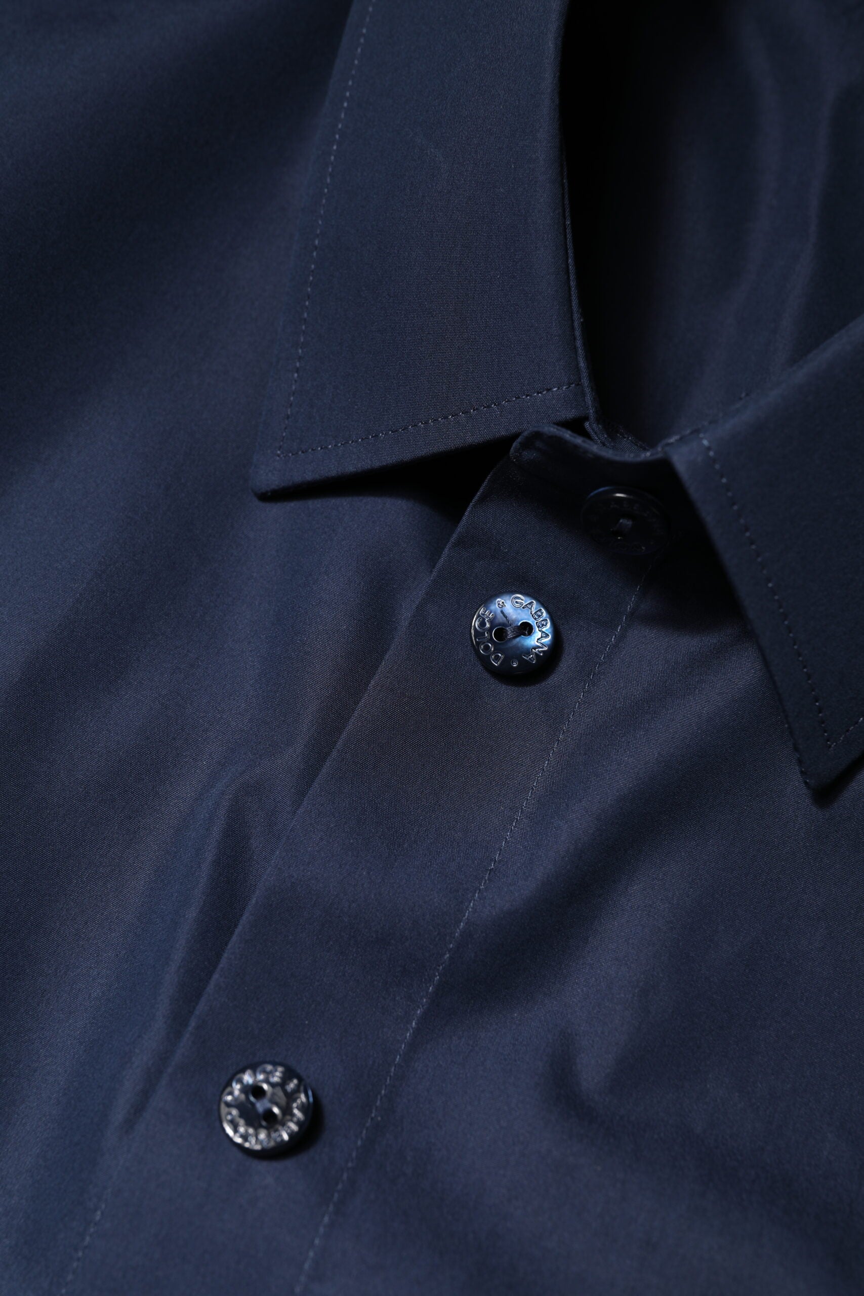 Haut boutonné à manches courtes en coton bleu Dolce &amp; Gabbana