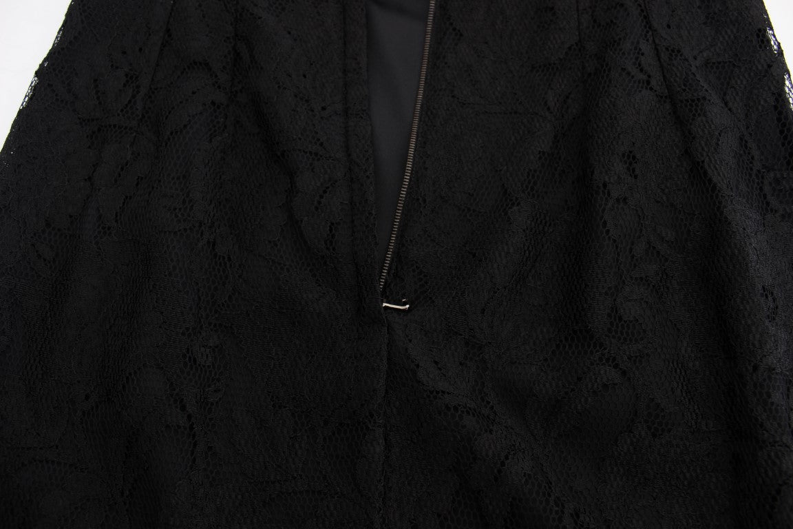 Dolce &amp; Gabbana Elegantes schwarzes Maxikleid aus floraler Spitze