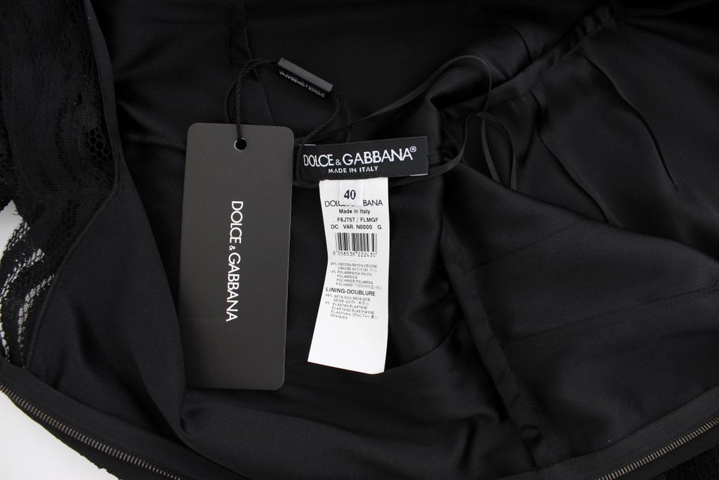Dolce &amp; Gabbana Elegantes schwarzes Maxikleid aus floraler Spitze