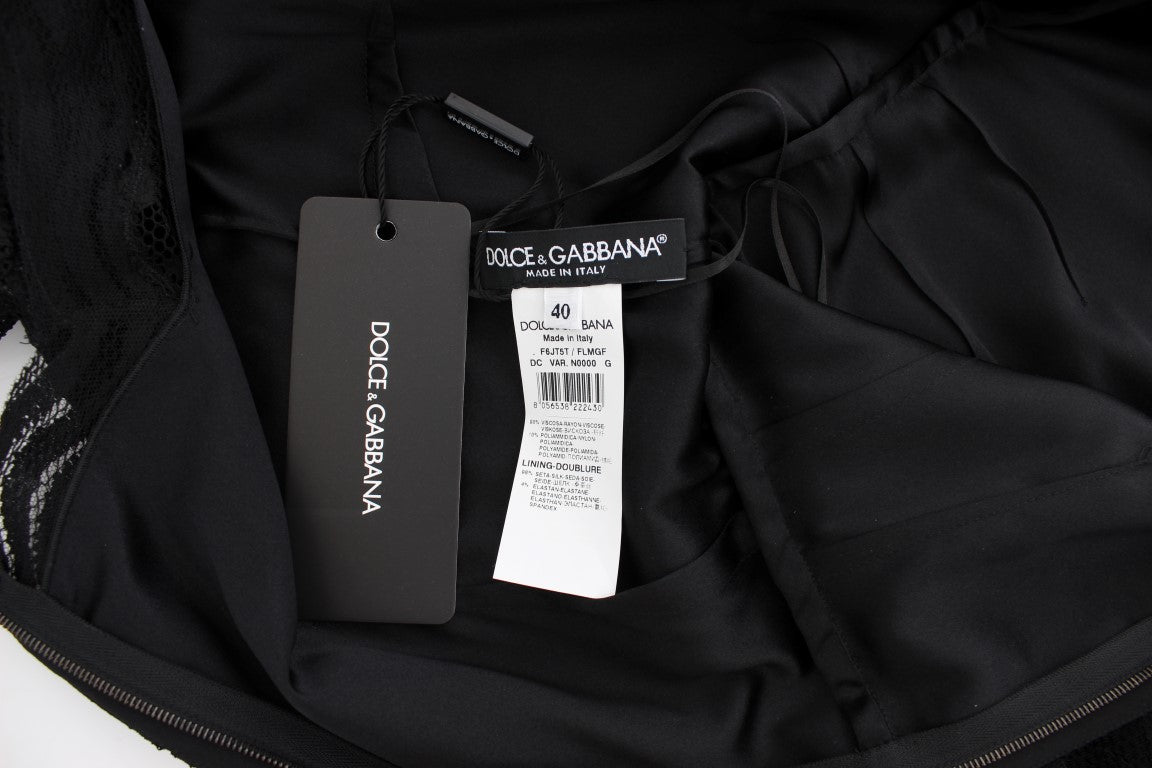 Dolce &amp; Gabbana Elegantes schwarzes Maxikleid aus floraler Spitze