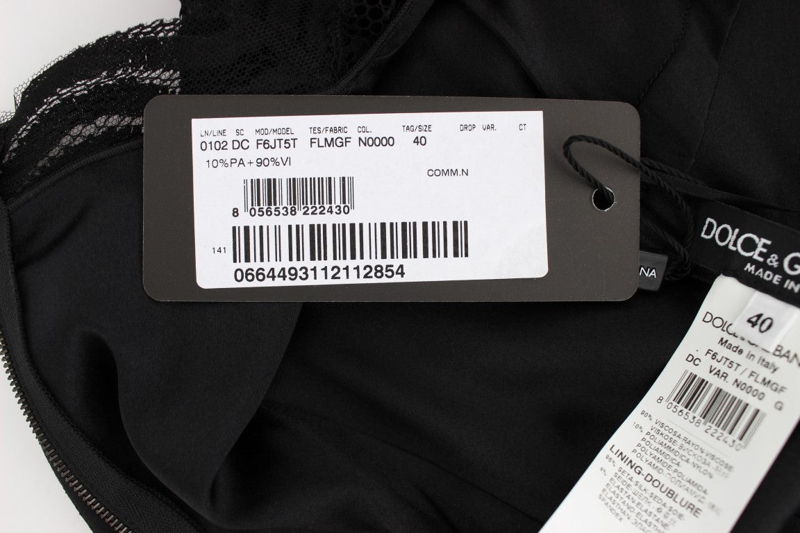 Dolce &amp; Gabbana Elegantes schwarzes Maxikleid aus floraler Spitze