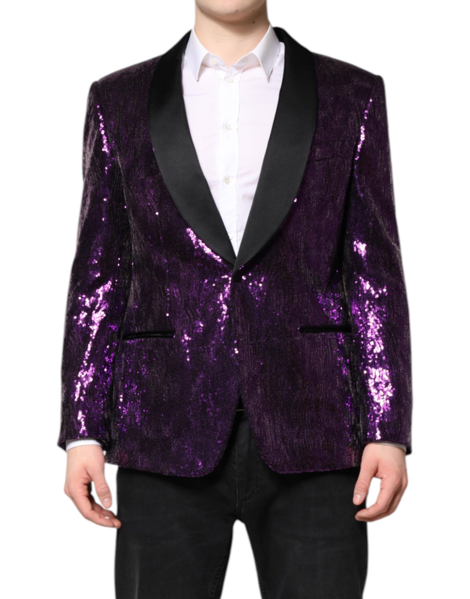 Dolce &amp; Gabbana Lila SICILIA Manteljacke mit Paillettenverzierung