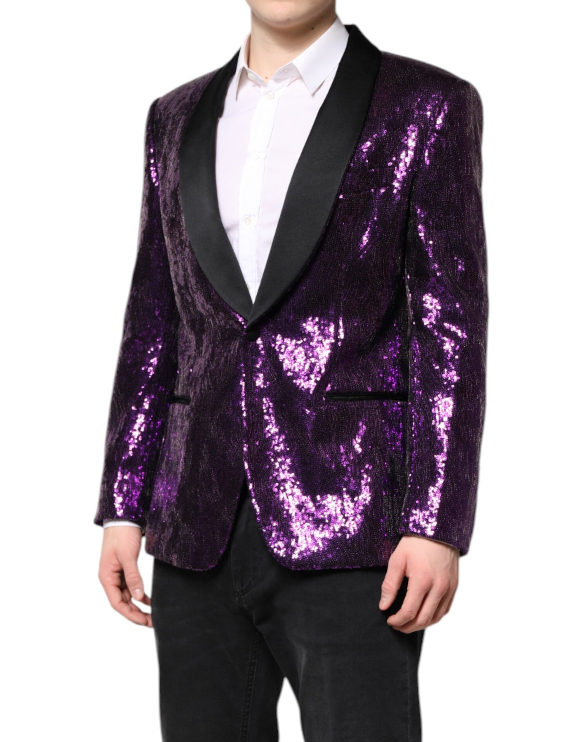 Dolce &amp; Gabbana Lila SICILIA Manteljacke mit Paillettenverzierung