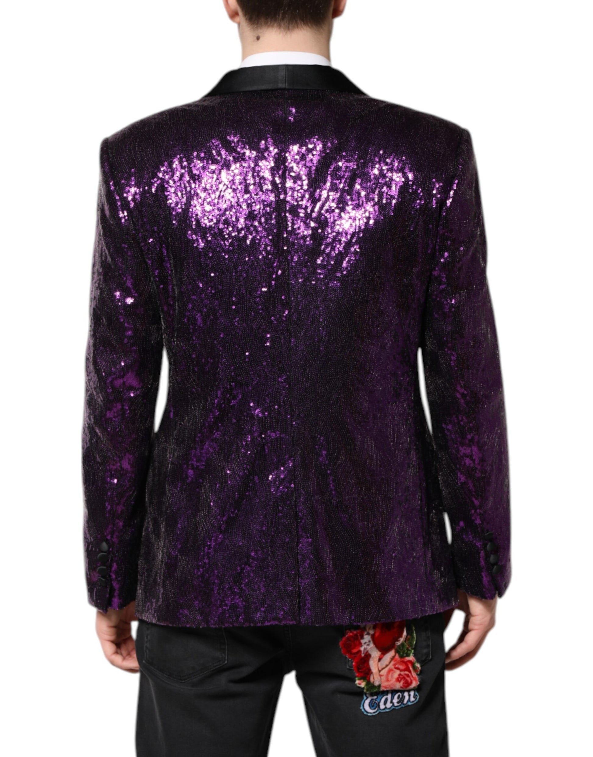 Dolce &amp; Gabbana Lila SICILIA Manteljacke mit Paillettenverzierung