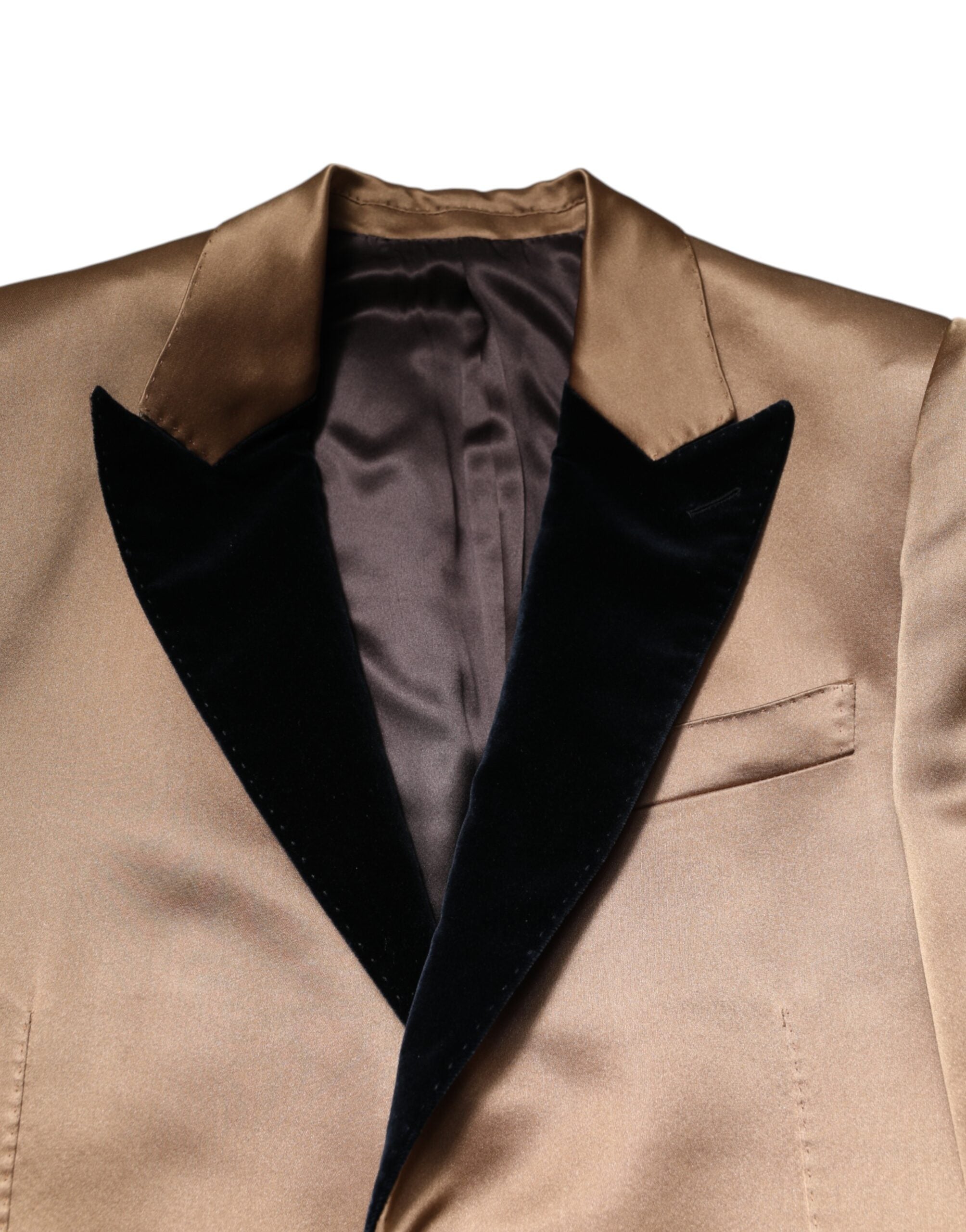 Trench-coat simple boutonnage en soie marron Dolce &amp; Gabbana