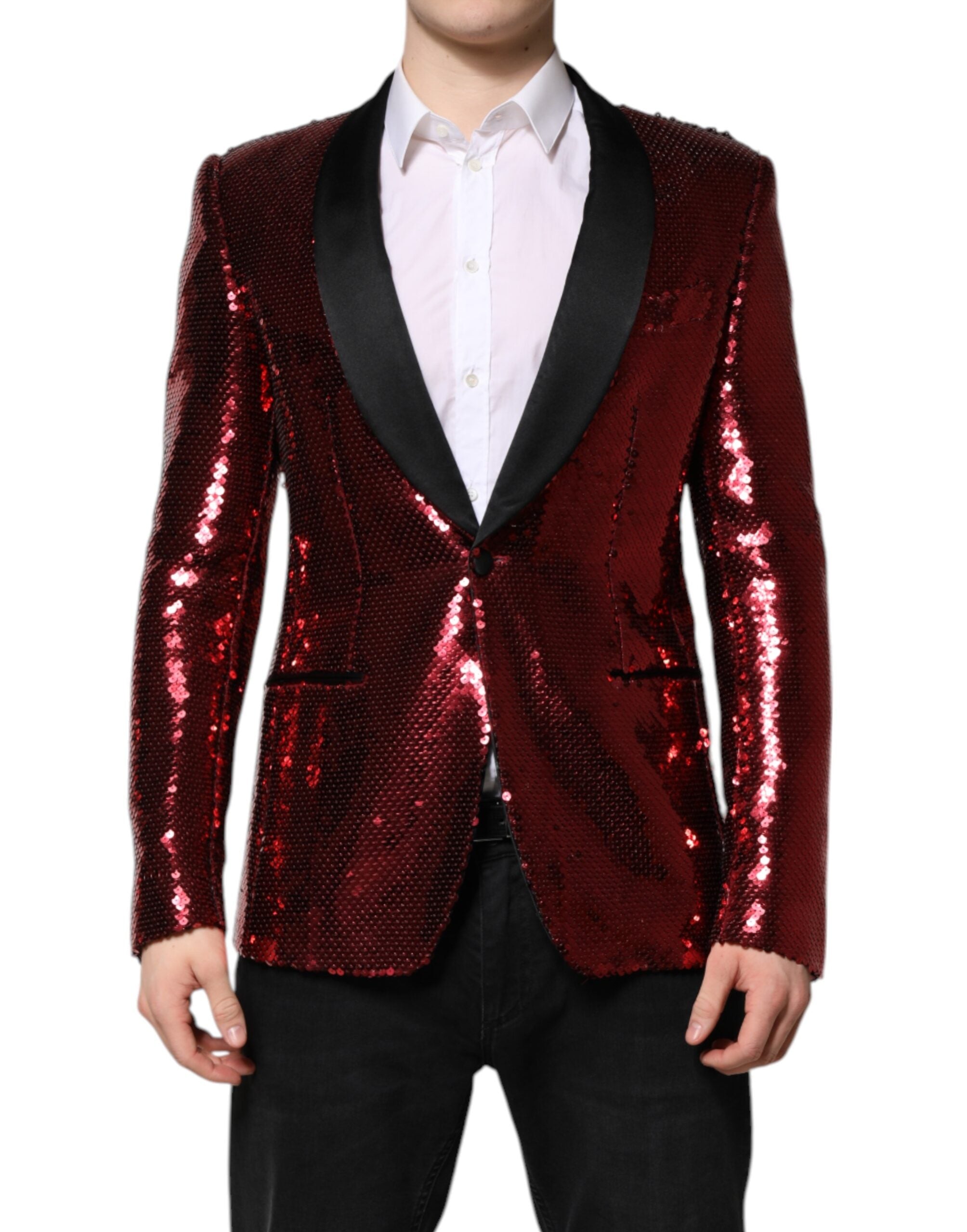 Veste blazer rouge ornée de sequins Dolce &amp; Gabbana SICILIA