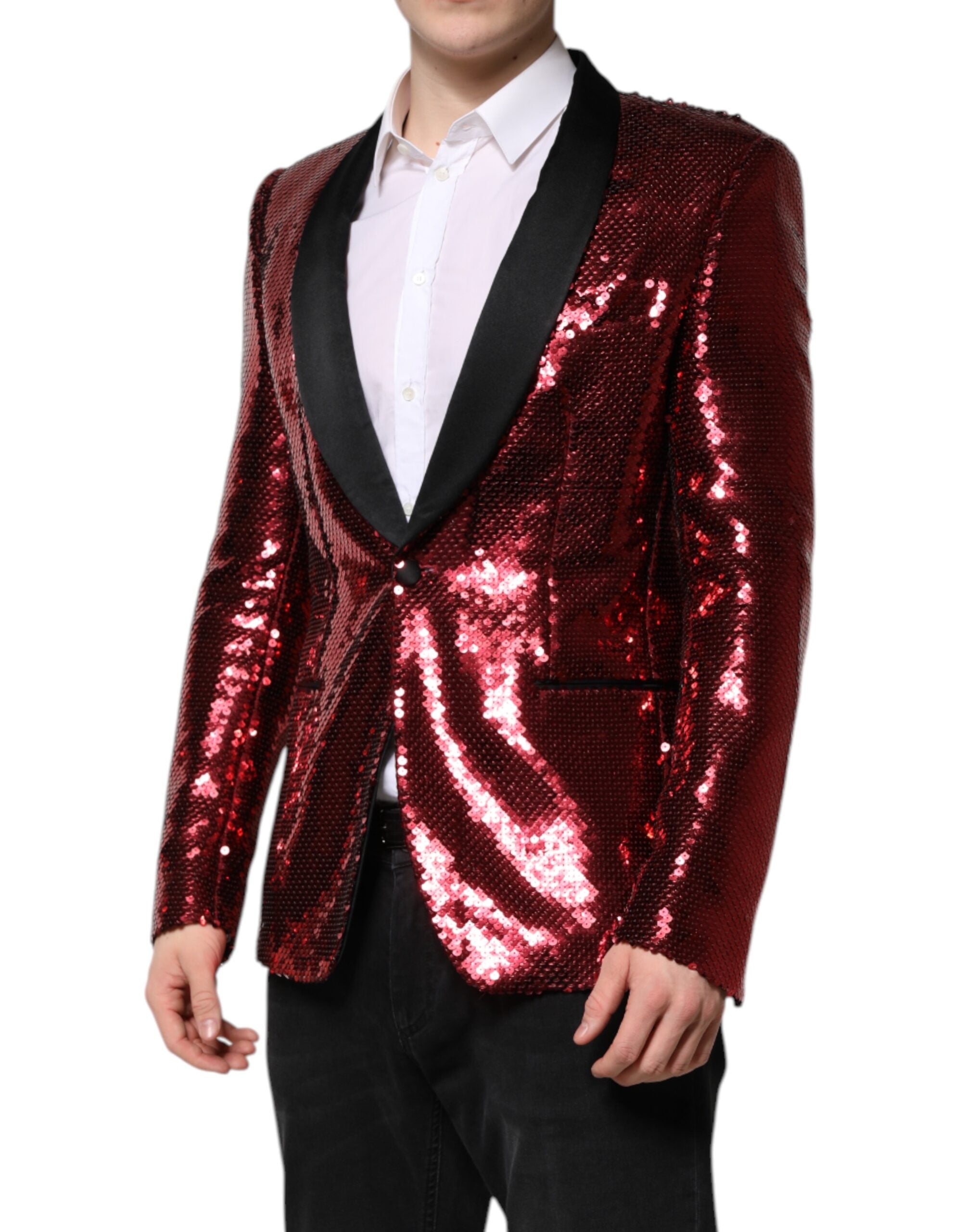 Veste blazer rouge ornée de sequins Dolce &amp; Gabbana SICILIA