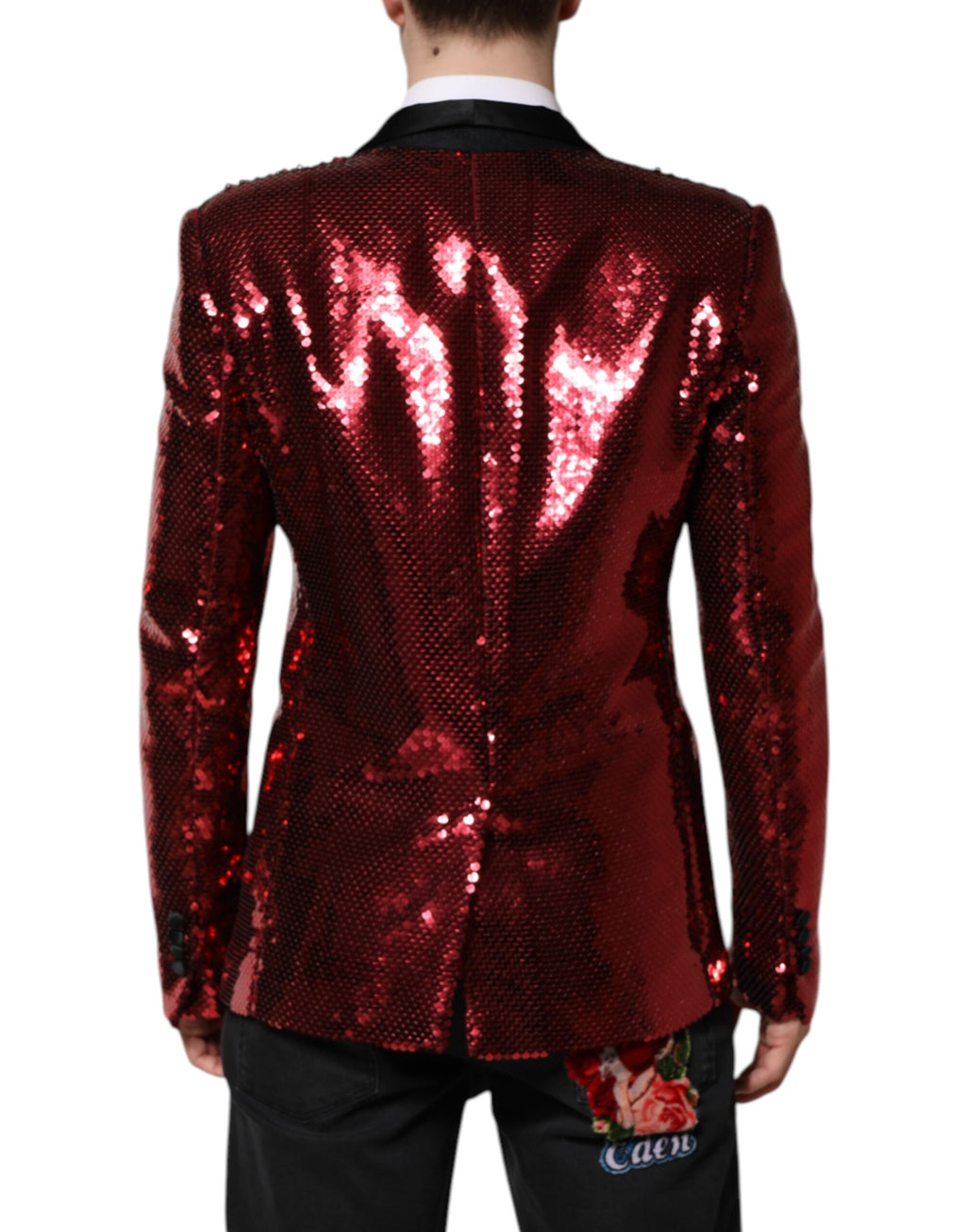 Veste blazer rouge ornée de sequins Dolce &amp; Gabbana SICILIA