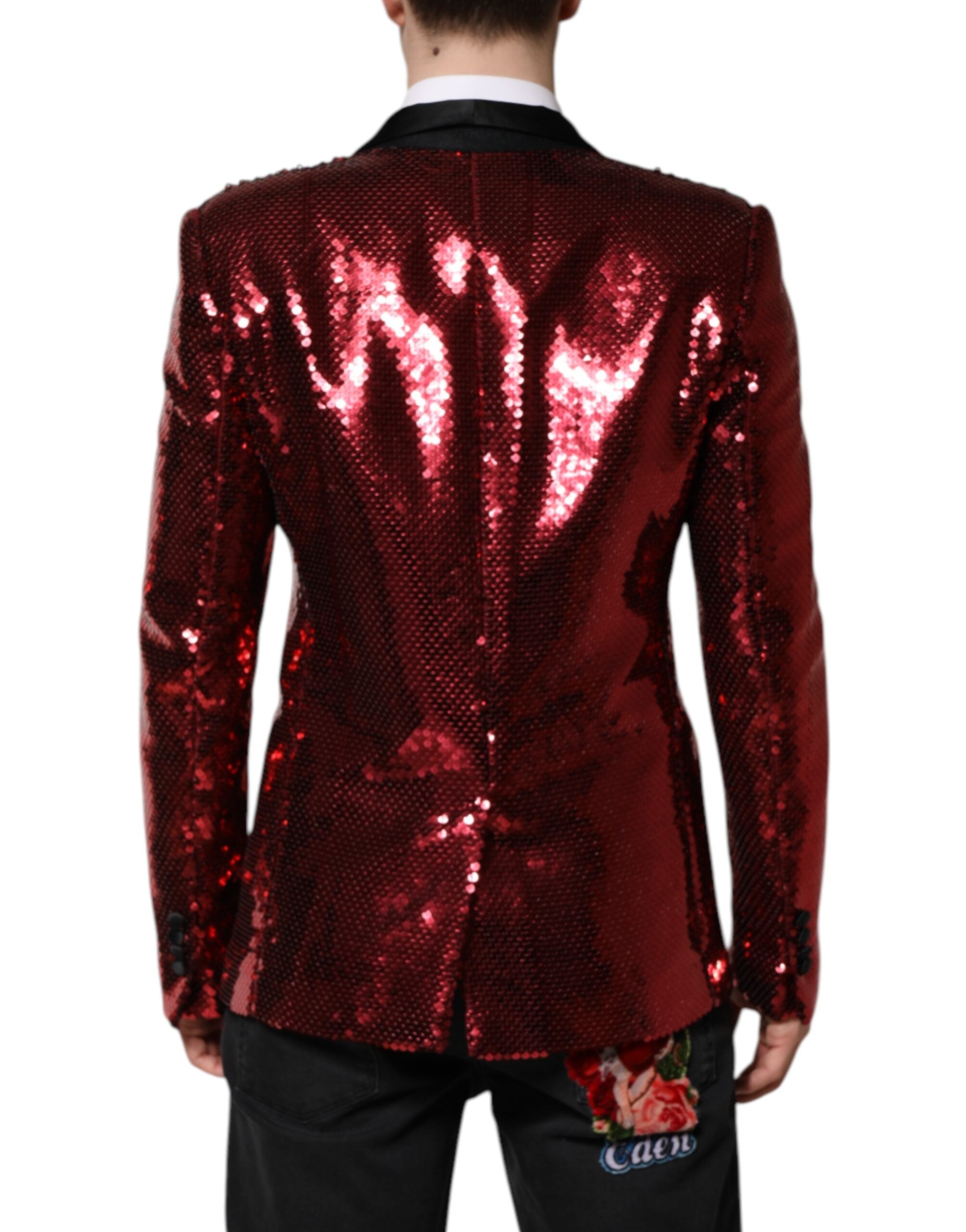 Veste blazer rouge ornée de sequins Dolce &amp; Gabbana SICILIA