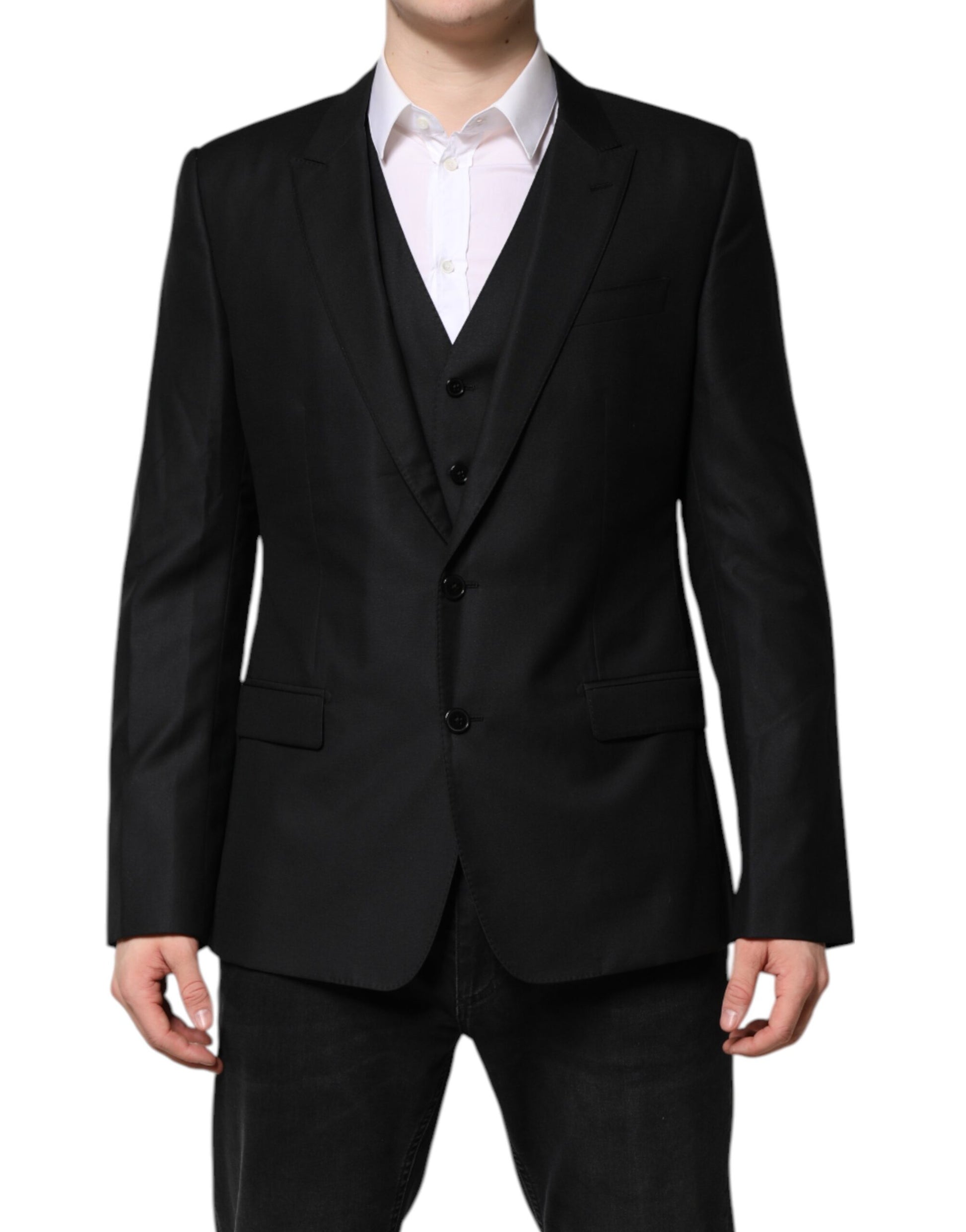 Dolce &amp; Gabbana – Schwarzer, einreihiger Anzug, 2-teilige Jacke