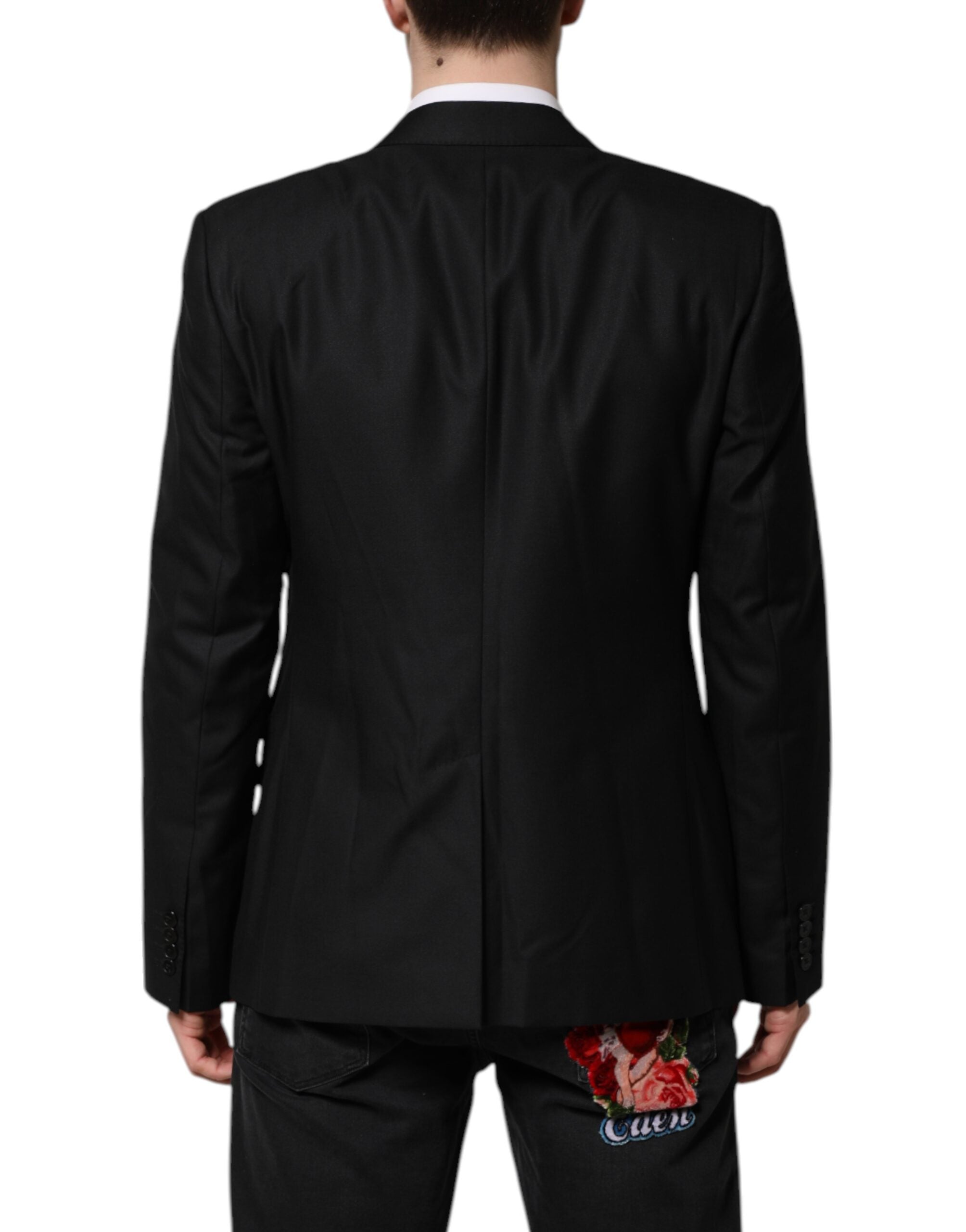 Veste de costume 2 pièces noire à boutonnage simple Dolce &amp; Gabbana