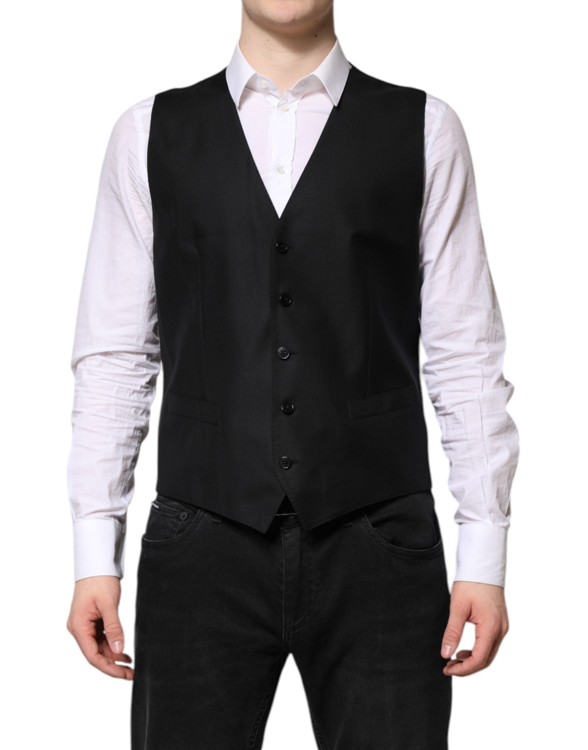 Veste de costume 2 pièces noire à boutonnage simple Dolce &amp; Gabbana