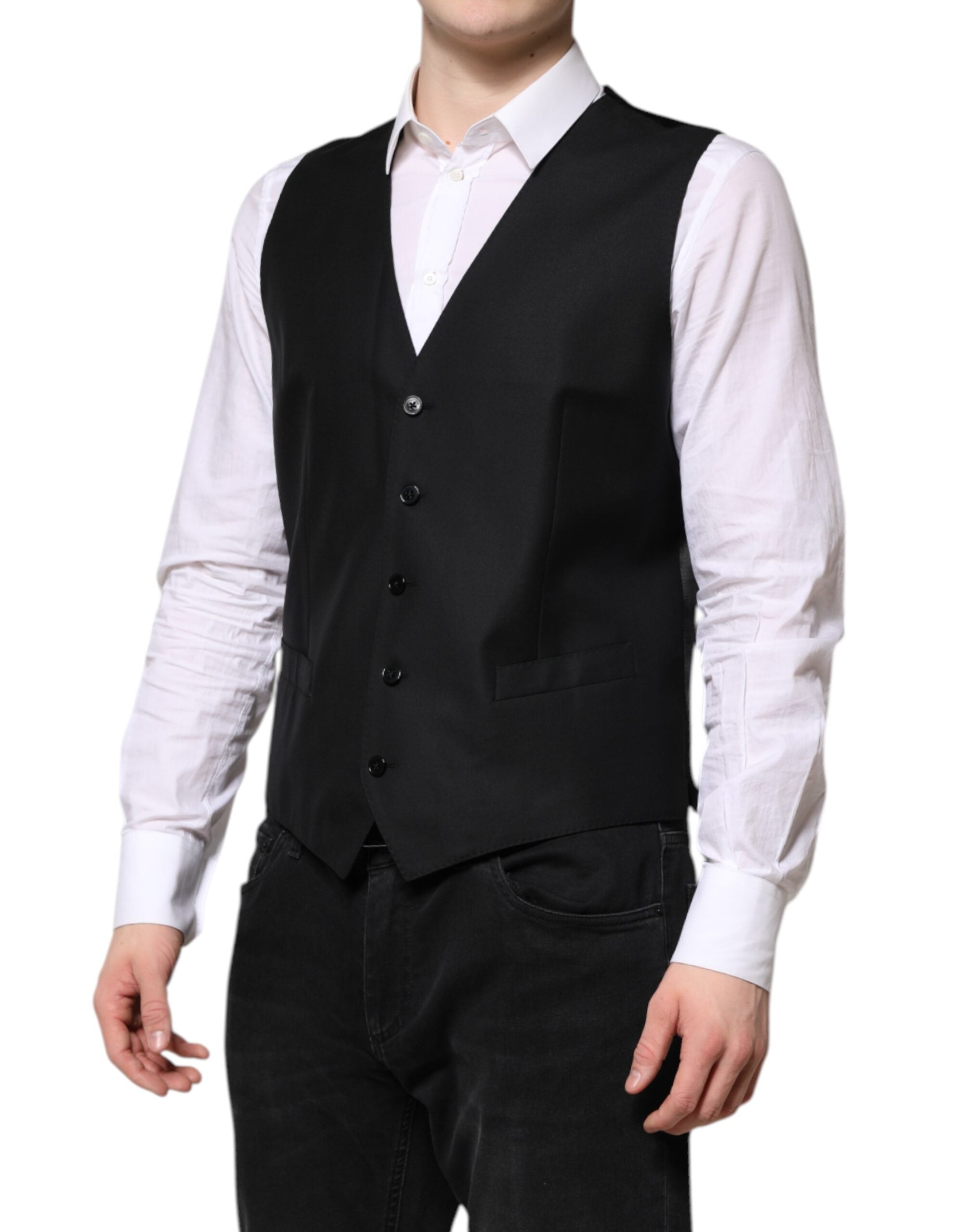 Veste de costume 2 pièces noire à boutonnage simple Dolce &amp; Gabbana