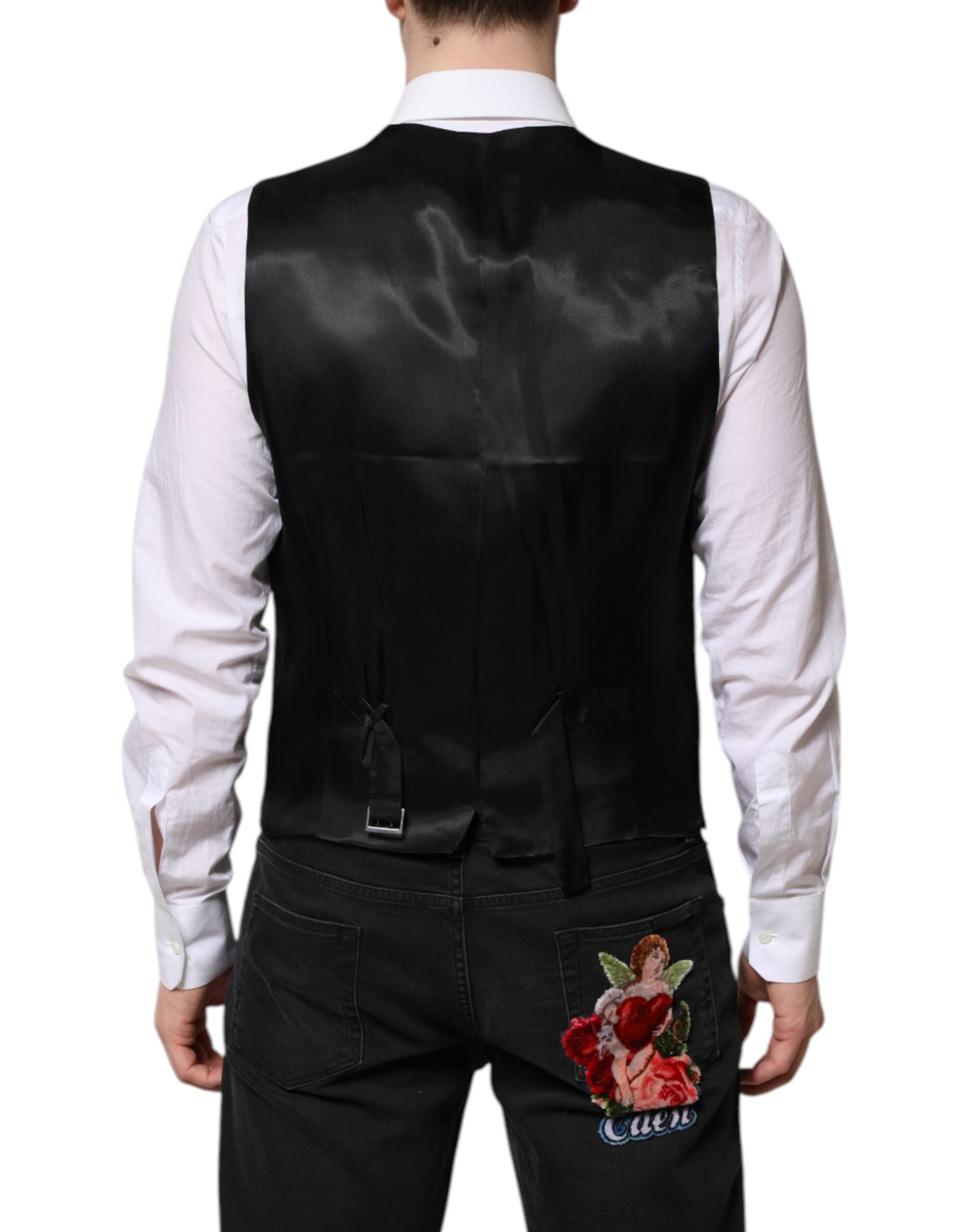 Veste de costume 2 pièces noire à boutonnage simple Dolce &amp; Gabbana