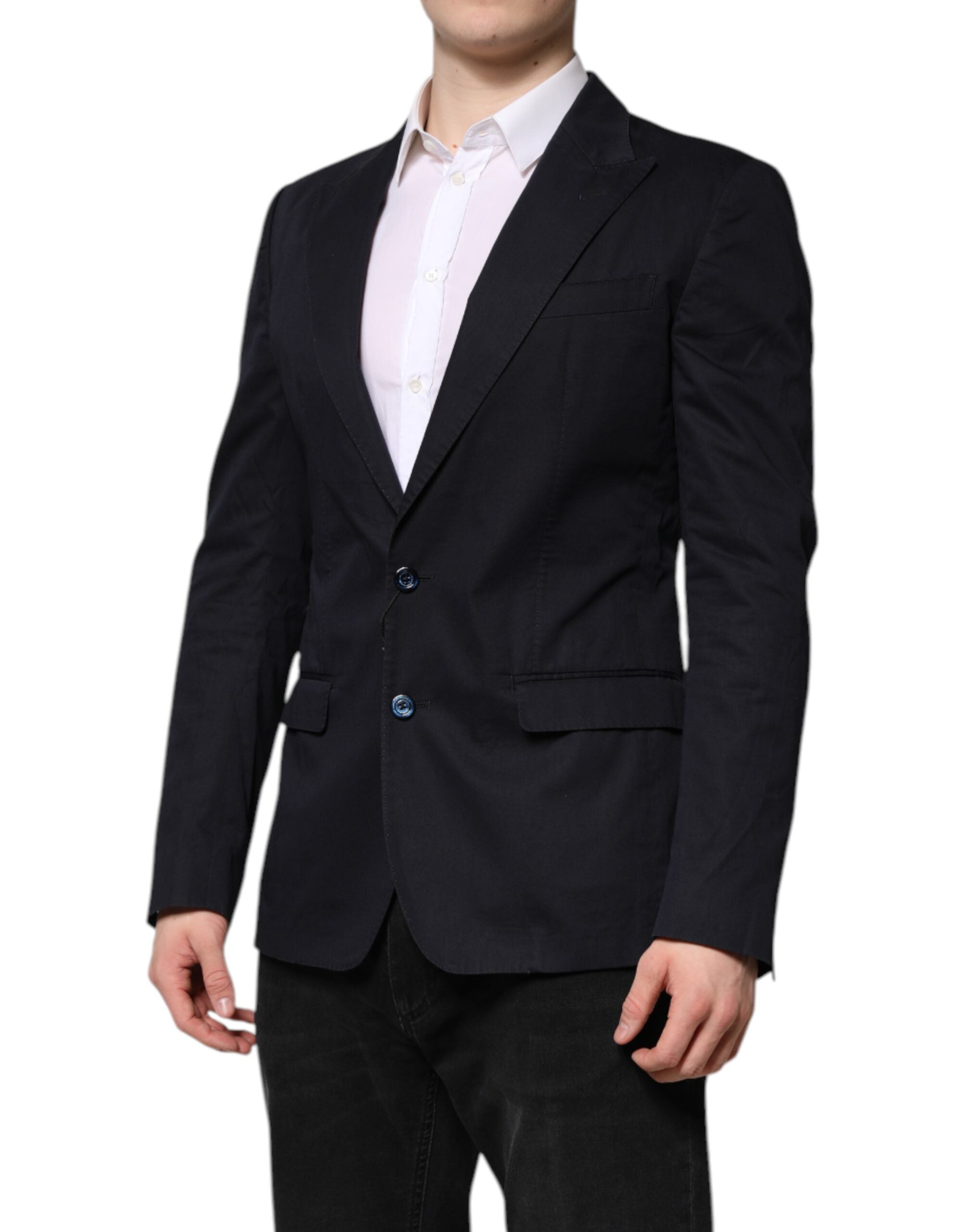 Veste de costume blazer en coton bleu foncé TAORMINA de Dolce &amp; Gabbana