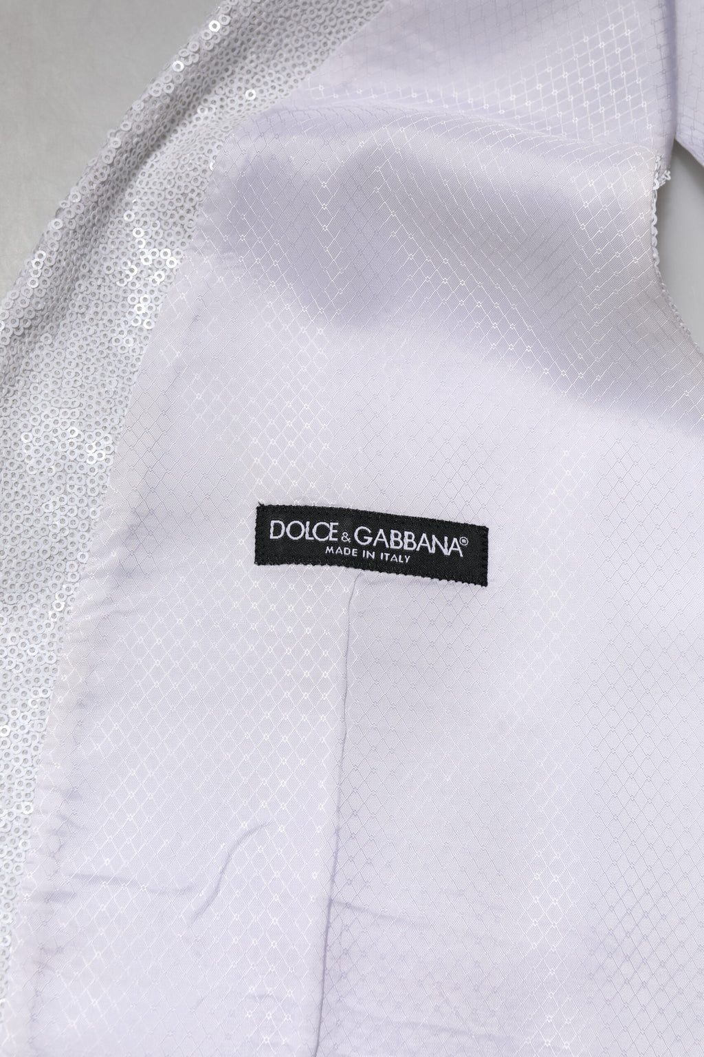 Dolce &amp; Gabbana Robe blanche à paillettes Gilet formel Gilet