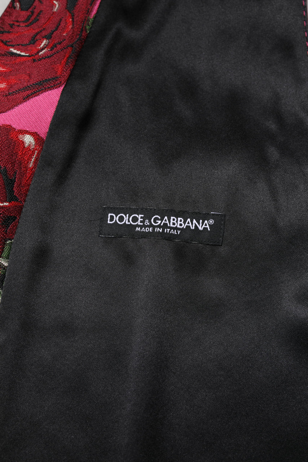 Gilet de costume en satin à fleurs roses Dolce &amp; Gabbana pour homme
