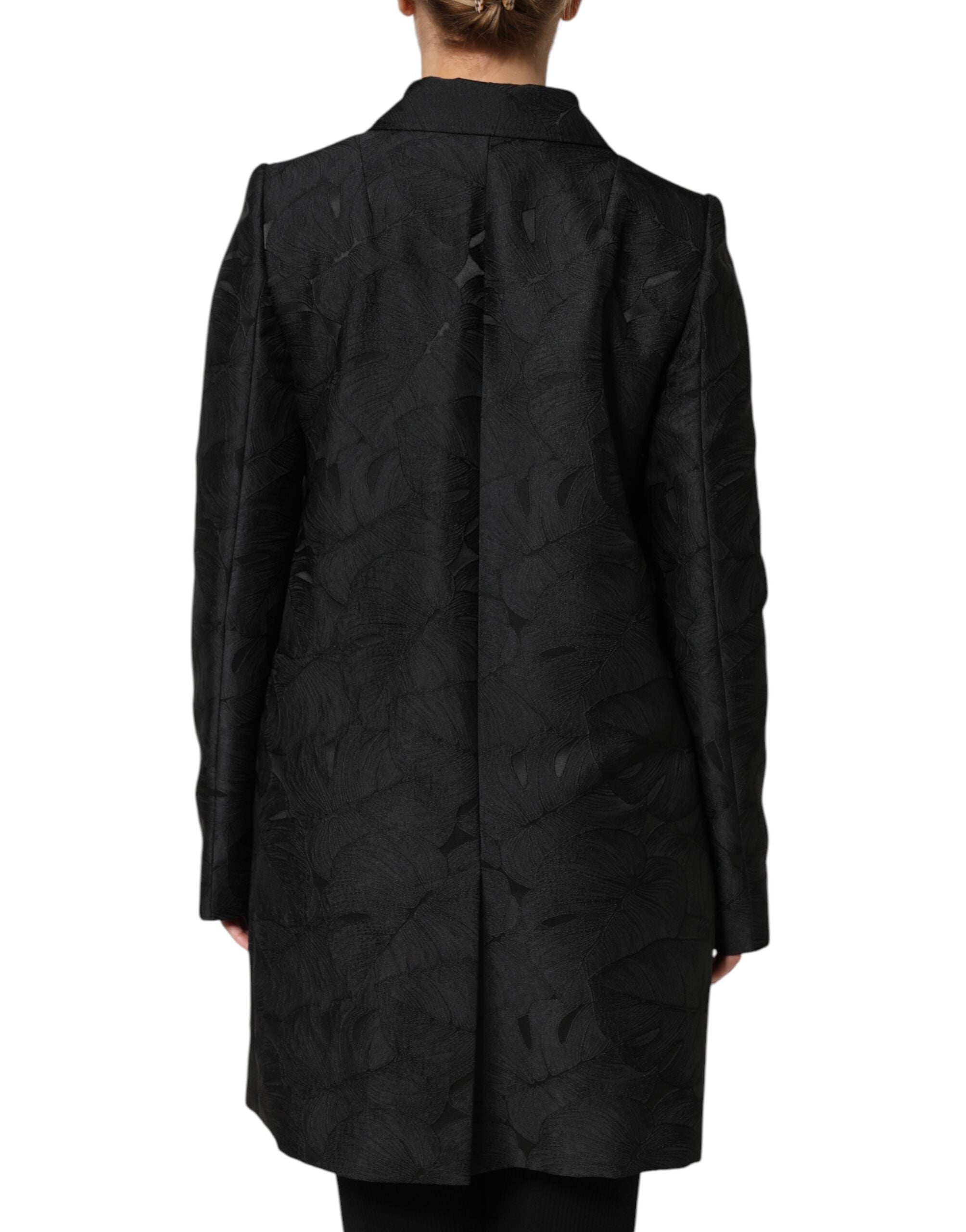 Trench-coat noir à boutonnage simple Dolce &amp; Gabbana