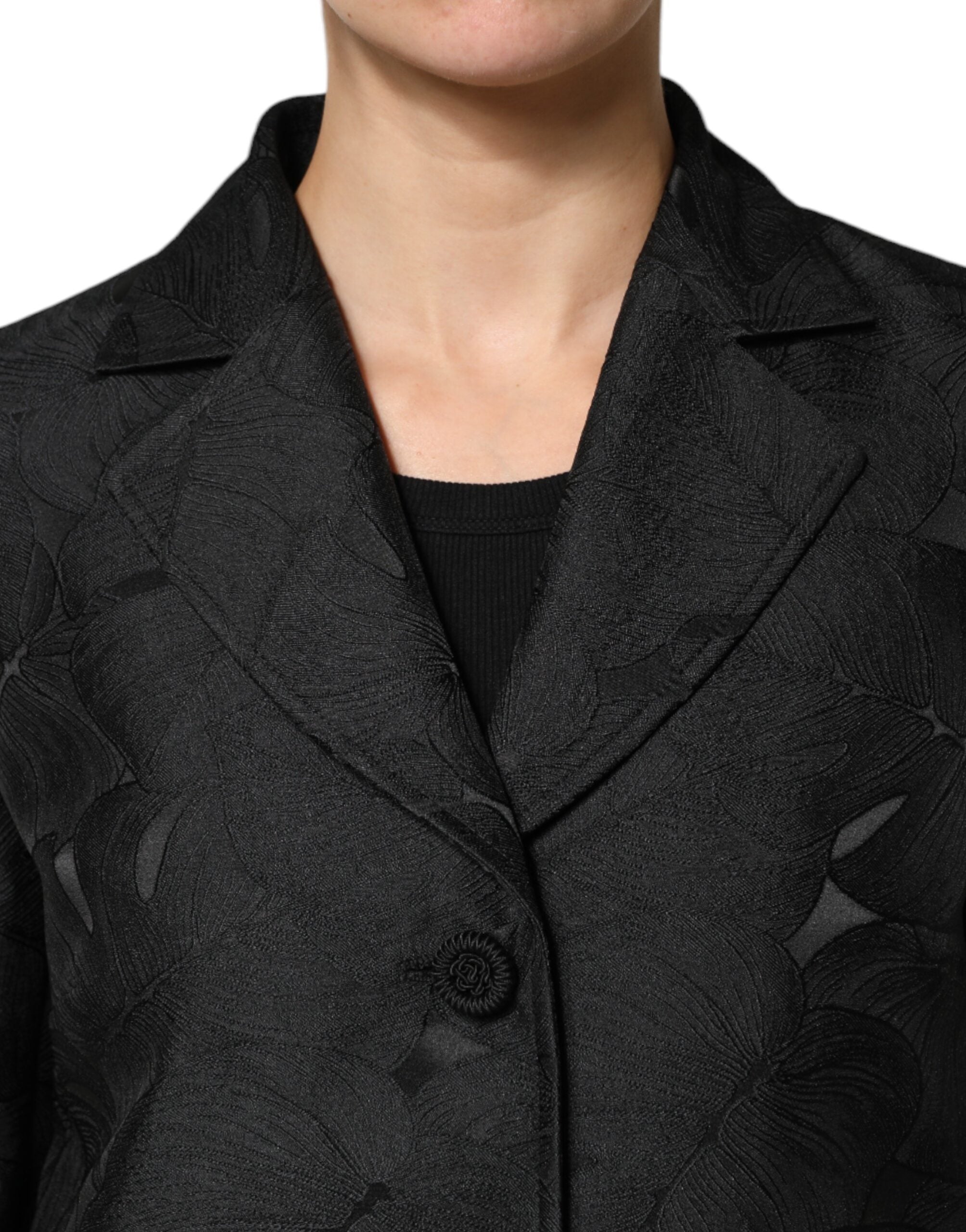 Trench-coat noir à boutonnage simple Dolce &amp; Gabbana