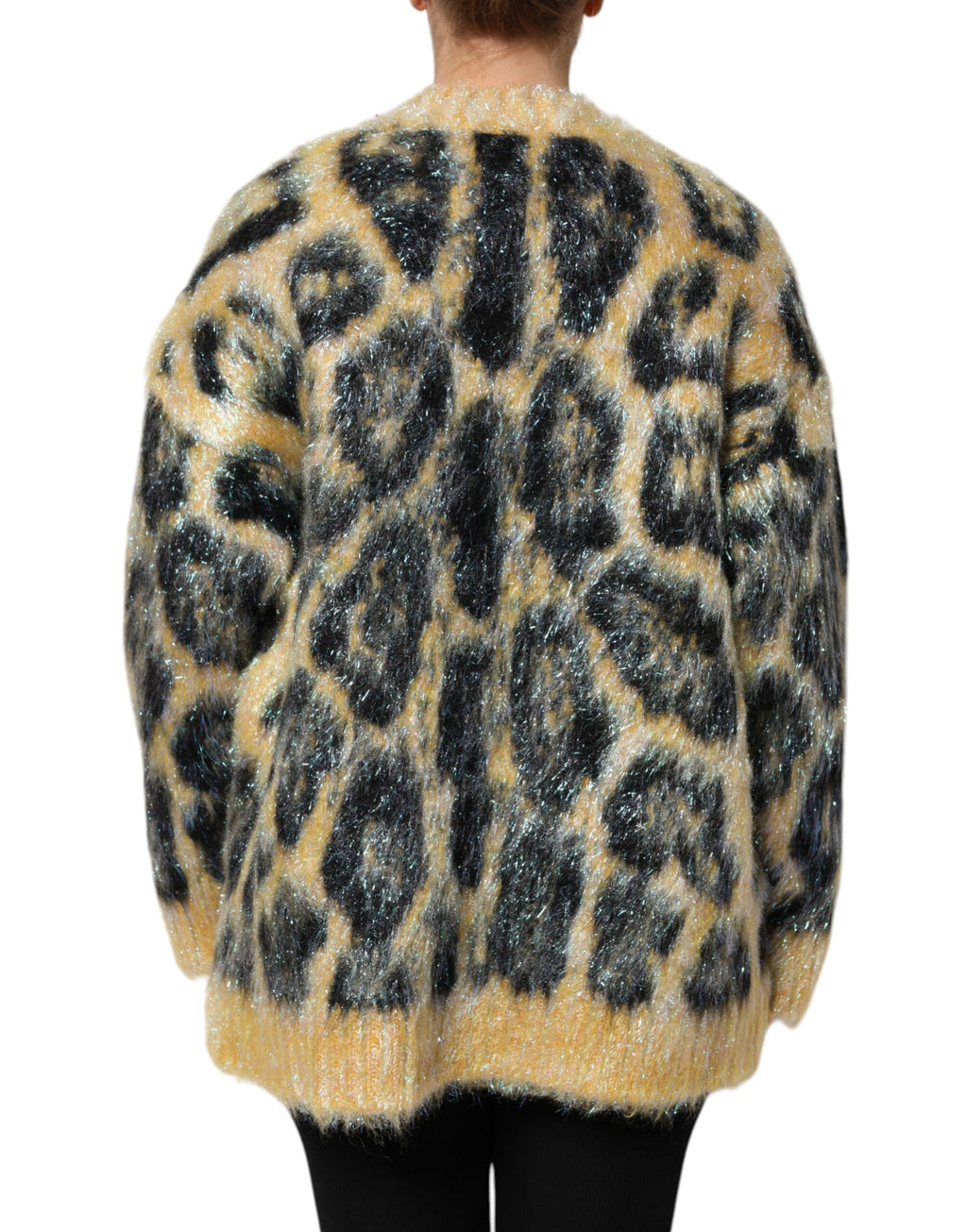 Dolce &amp; Gabbana Mehrfarbiger Rundhalspullover aus Mohair mit Leopardenmuster