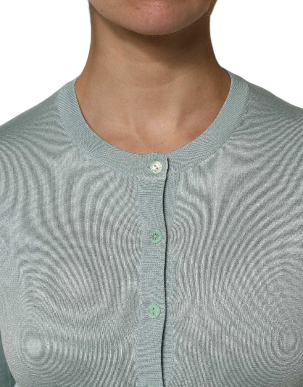 Dolce &amp; Gabbana Hellgrüner Seiden-Cardigan mit Knopfleiste